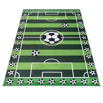 Kinderteppich Kinderteppich Spiel Fußballteppich Teppich Kinderzimmerteppich Grün, Mazovia, 80 x 150 cm, Fußbodenheizung, Allergiker geeignet, Rutschfest