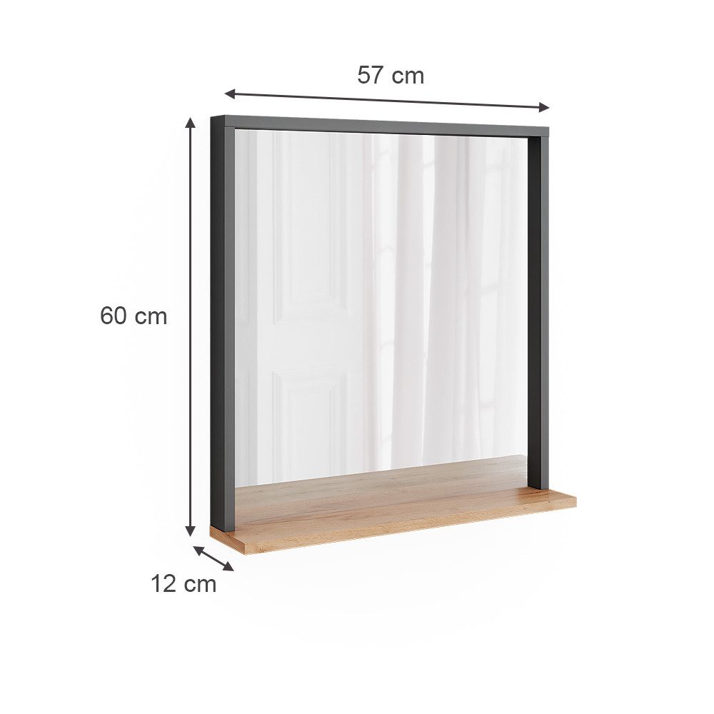 Vicco Spiegelschrank Orlando, Anthrazit/Goldkraft Eiche, 57 x 60 cm mit Spi günstig online kaufen