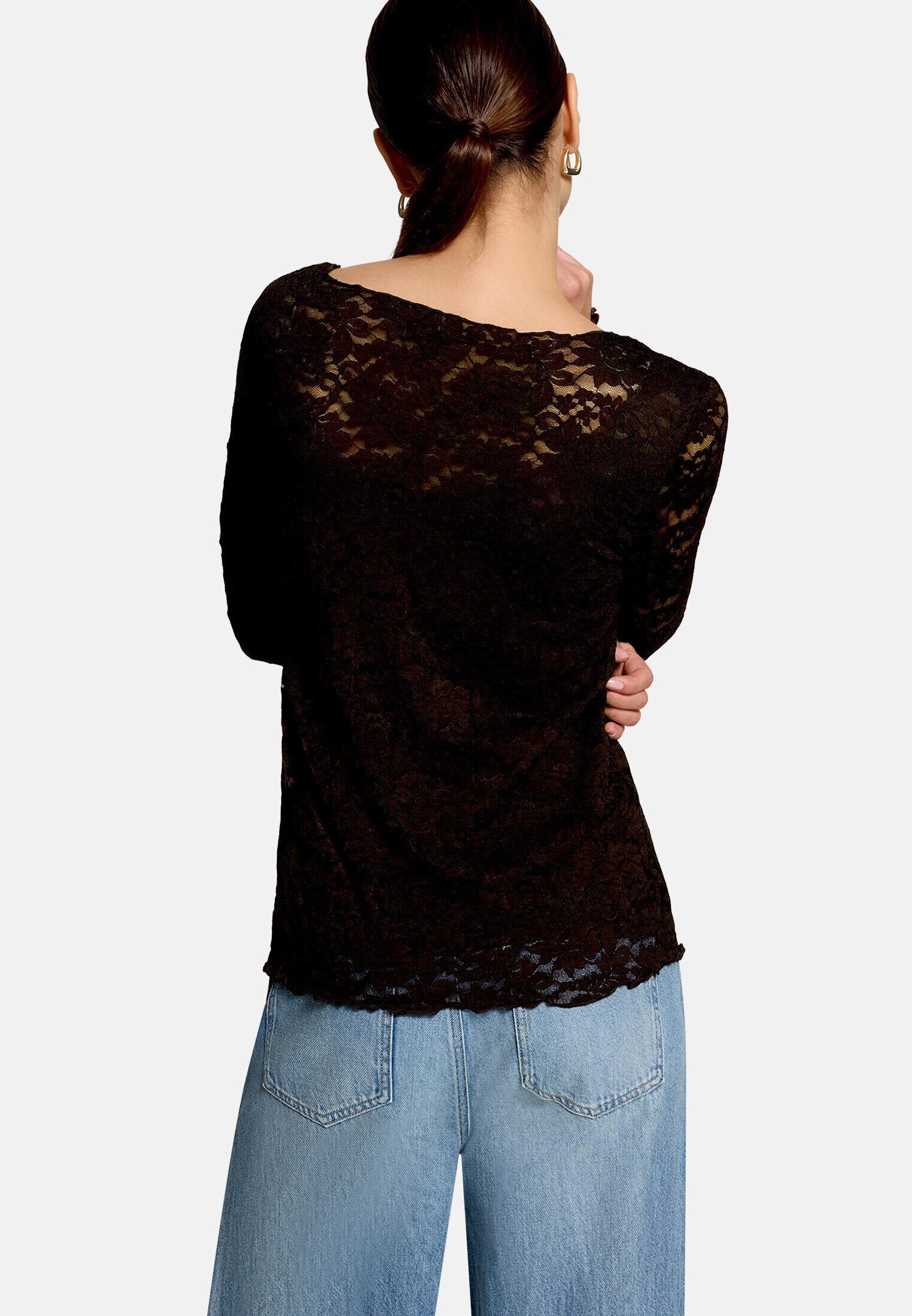 Zero Kurzarmshirt Damen unifarben (1-tlg) Spitze – Bild 3 von 5