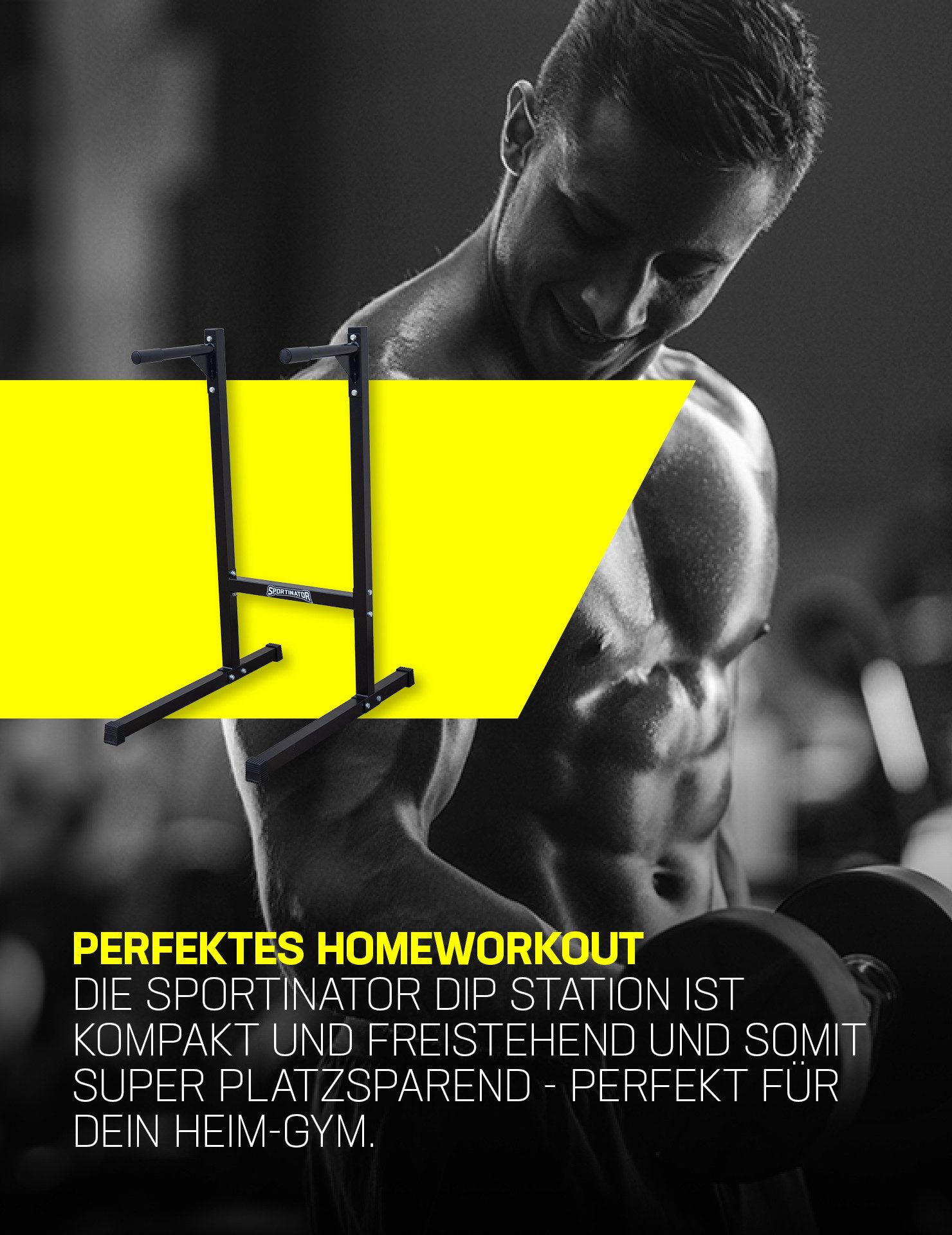 Sportinator Kraftstation "Gladio" Dip Station, frei stehendes Gerät mit gepolsterten Griffen