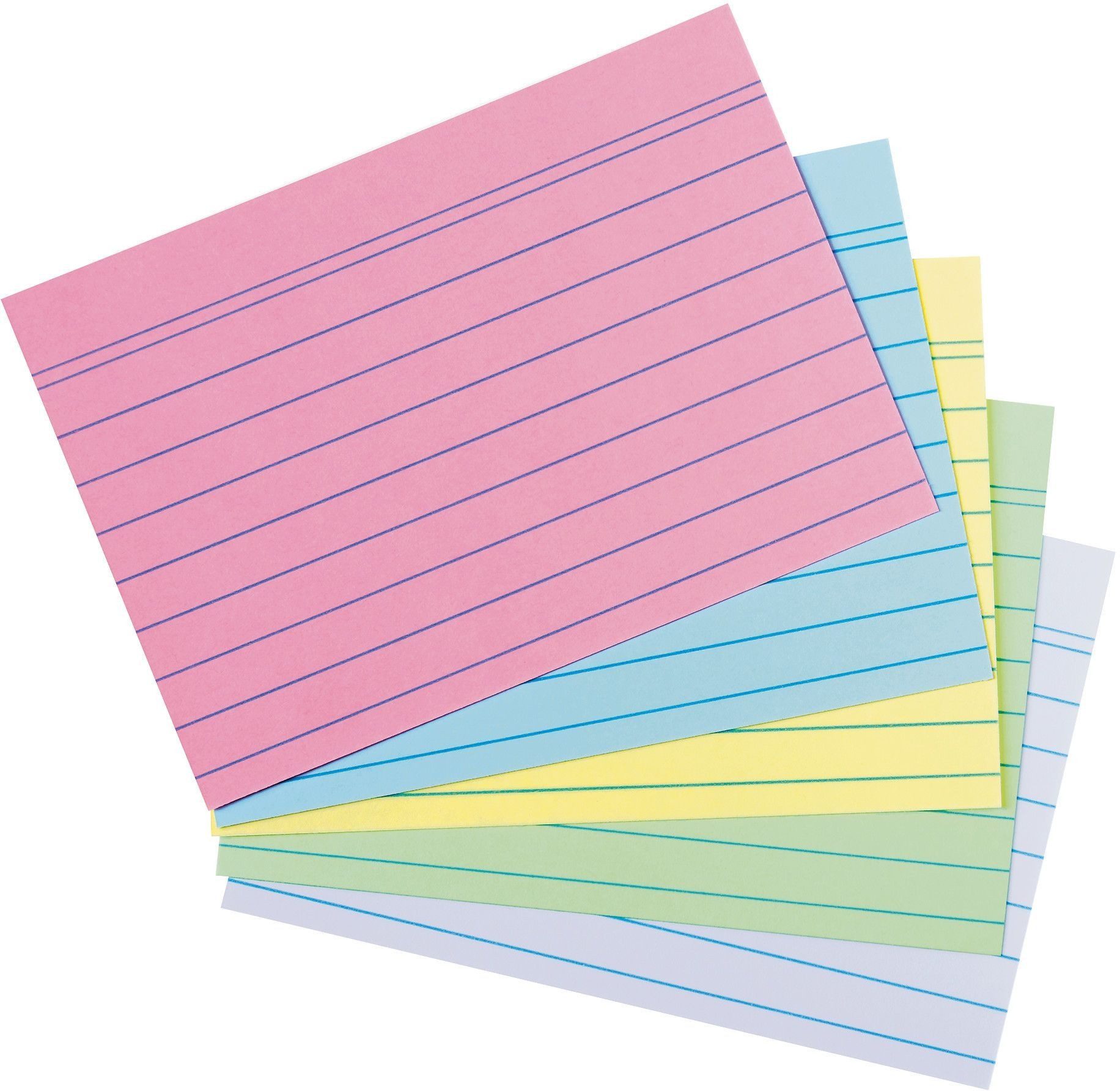Herlitz Karteikarten Karteikarten A6 liniert 180g/qm farbig sortiert VE=100 Stück (8 Stück)