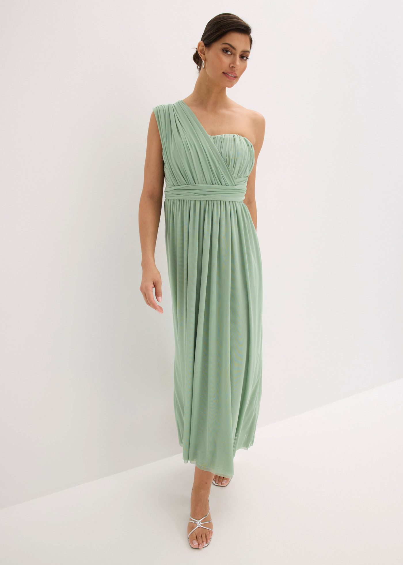 bonprix Maxikleid Maxi-Länge, ohne Ärmel, Regular Fit, aus Mesh-Obermaterial