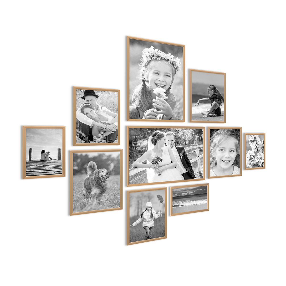 PHOTOLINI Bilderrahmen 10er Set Aluminium Modern Schmal 10x15 bis 21x30 cm günstig online kaufen