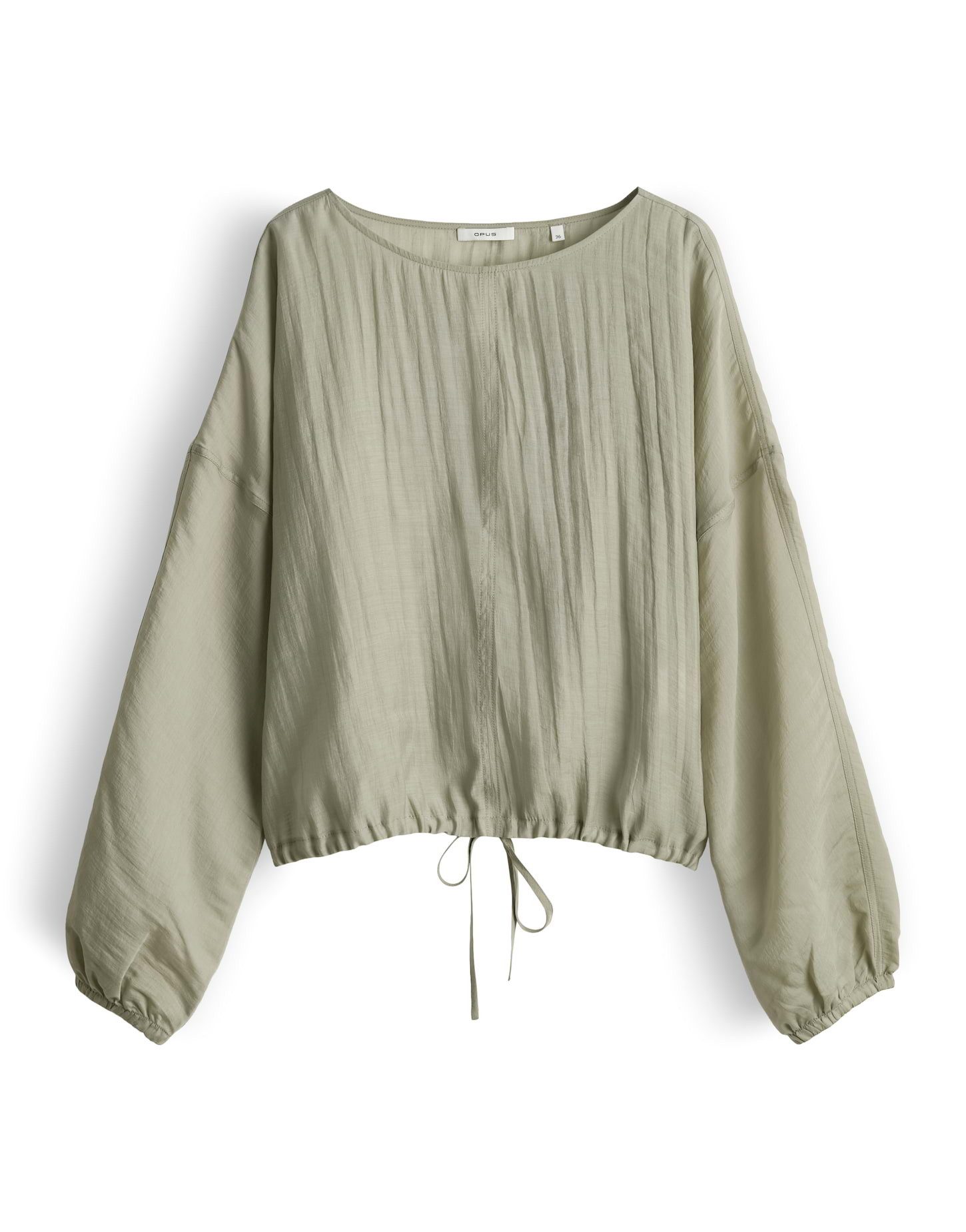 OPUS Shirtbluse Filla mit Tunnelzug am Saum elastisches Gummi am Ärmelsaum, leichte Transparenz, glatter Griff