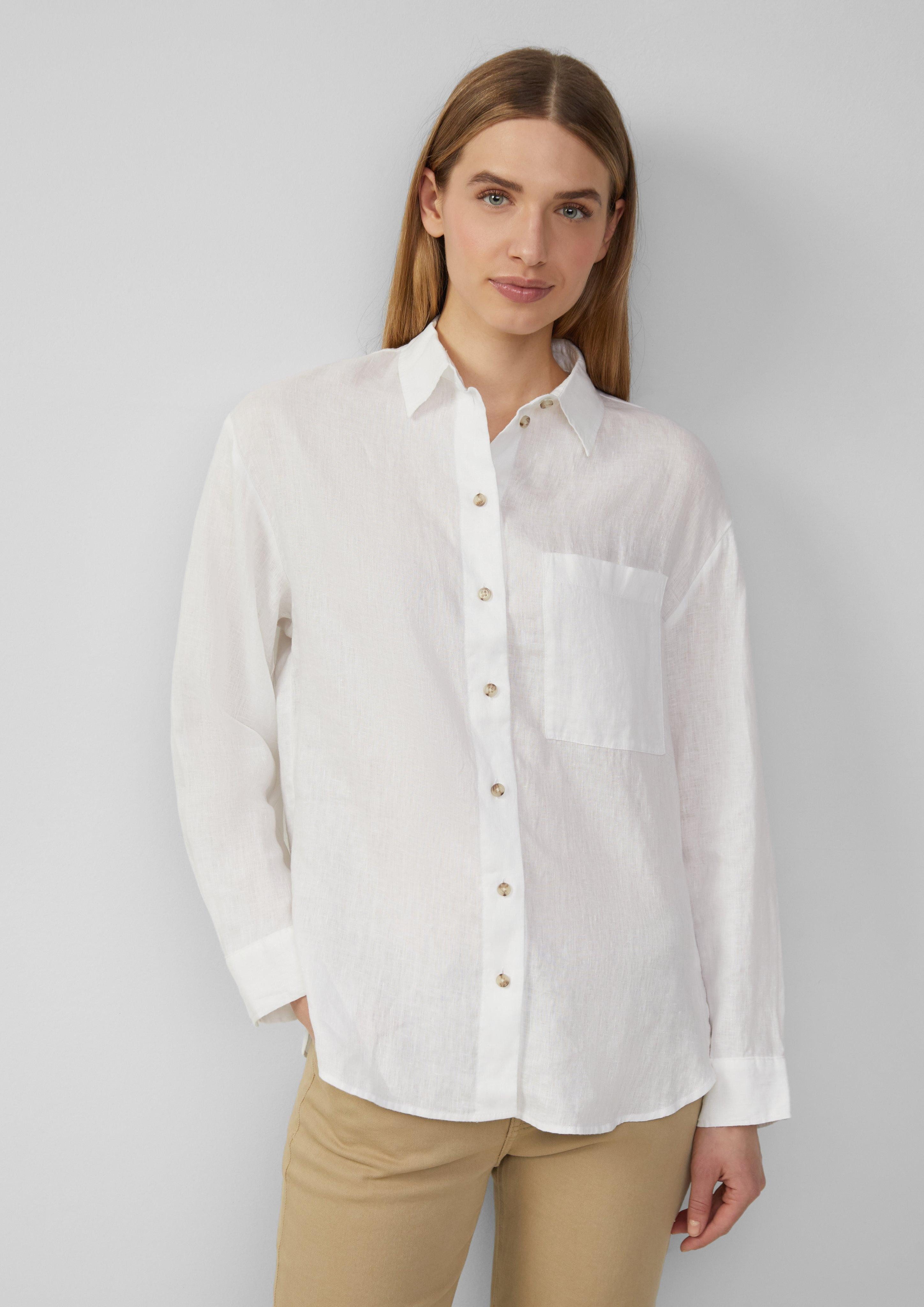 s.Oliver Langarmbluse Bluse aus reinem Leinen mit Brusttasche günstig online kaufen
