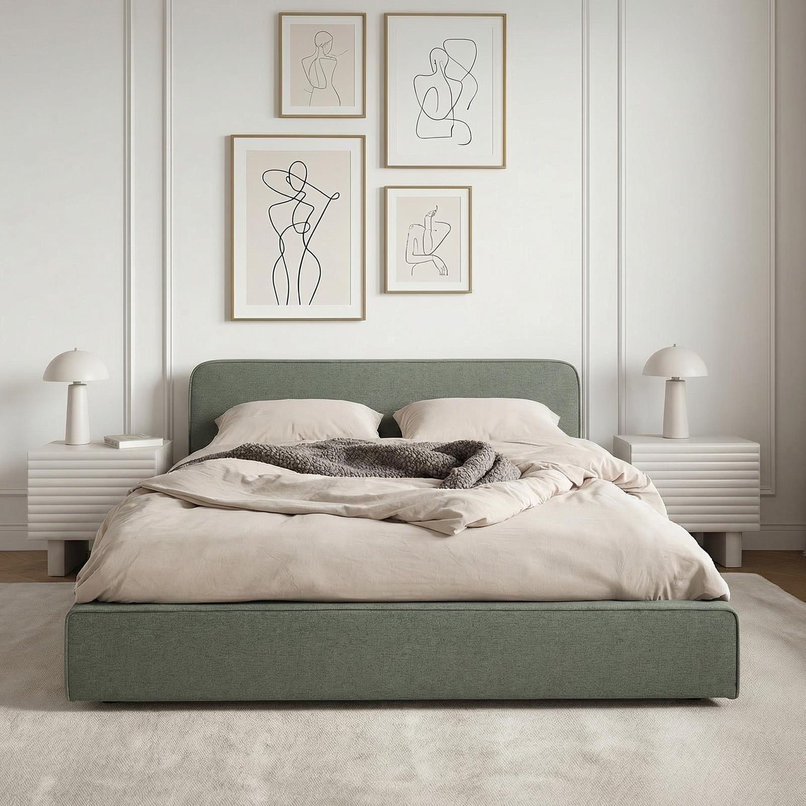 IDIMEX Polsterbett MARINI, Bett 140x200 cm mit Lattenrost Doppelbett mit Kopfteil- grün