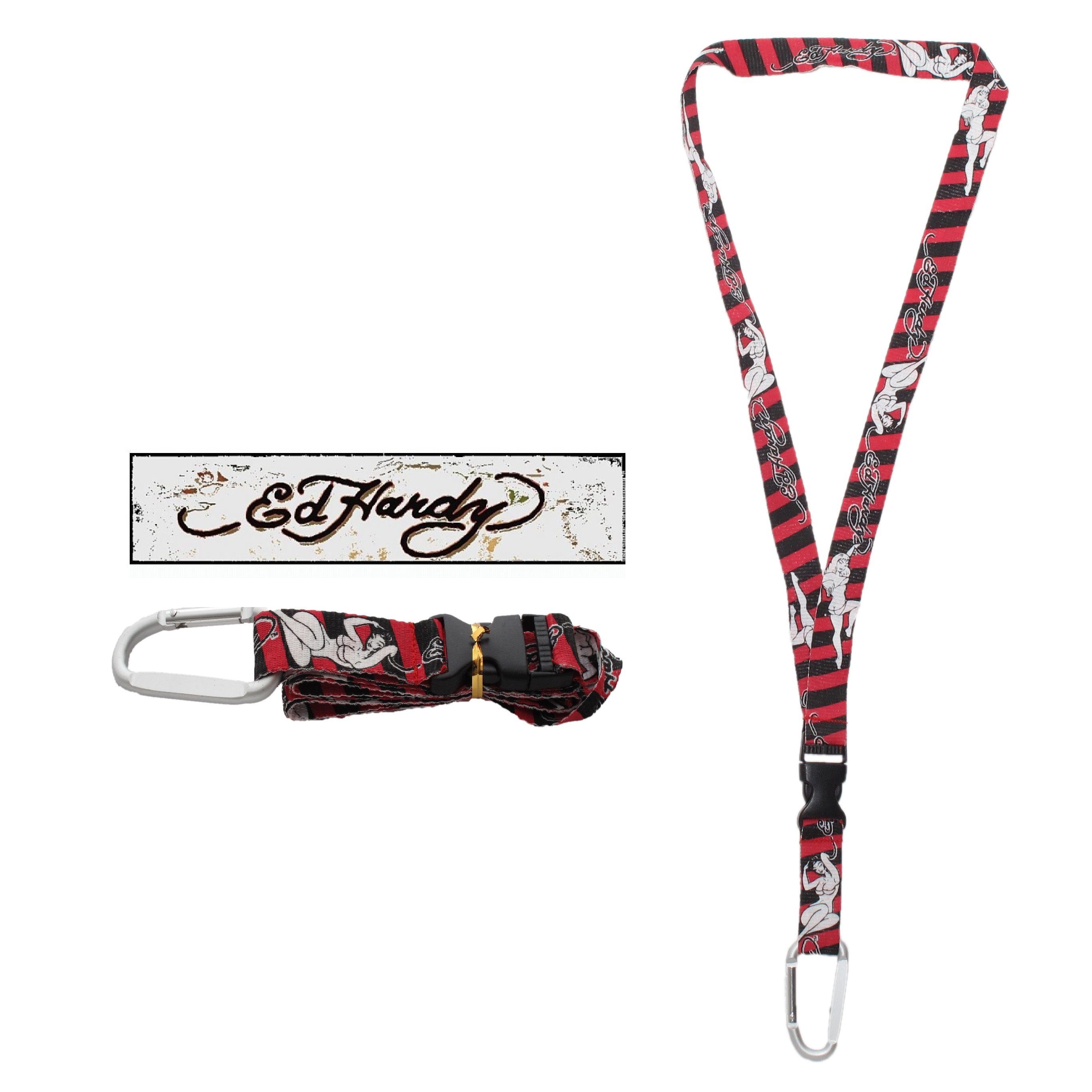 Schlüsselanhänger Ed Hardy - Lanyard, Schlüsselband,Schlüsselanhänger schwarz / Rot mit