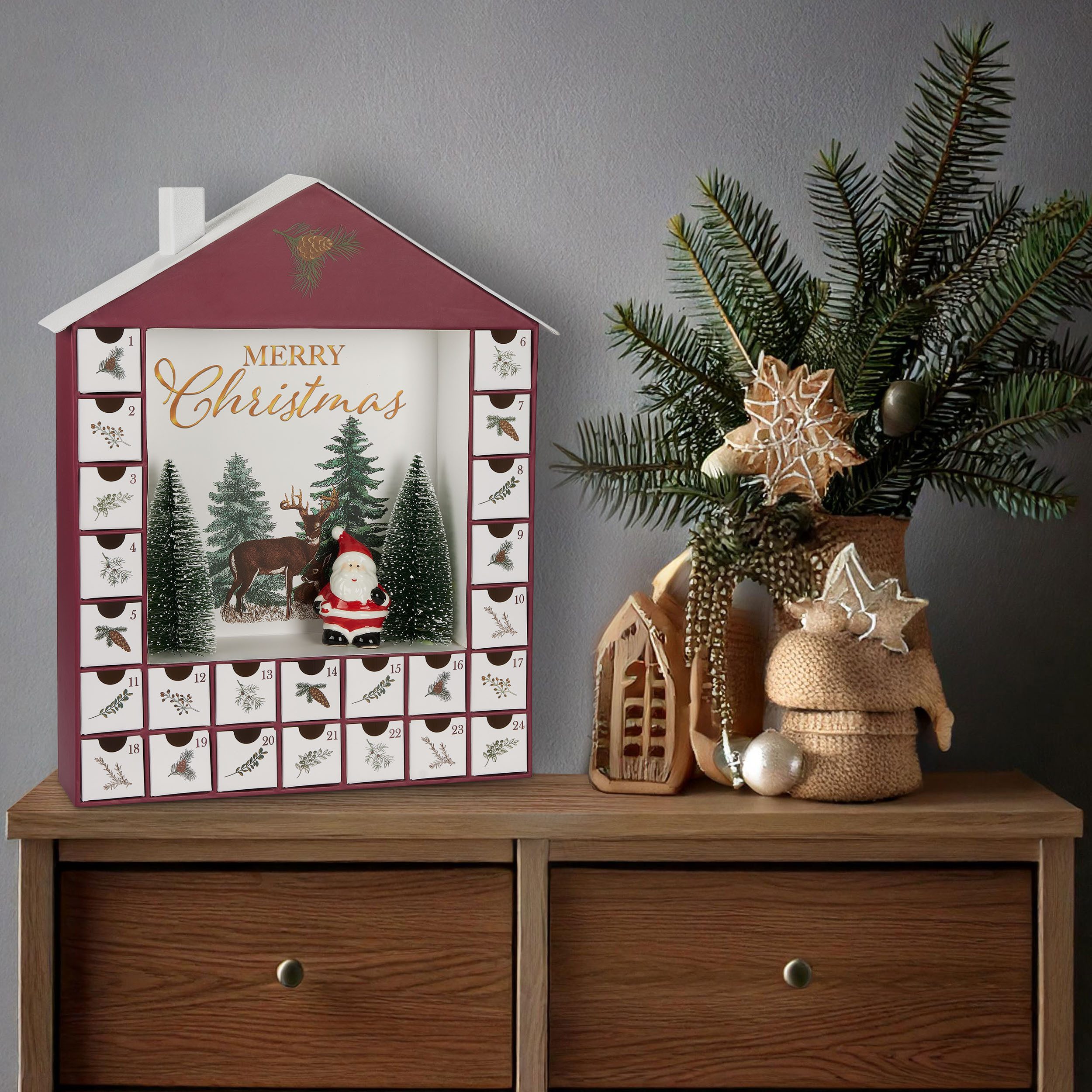 BRUBAKER befüllbarer Adventskalender Haus 2026 - Adventskalender zum Befüllen - DIY Weihnachtskalender (1-tlg), Kalender mit 24 Türchen und Keramik Weihnachtsma – Bild 4 von 5