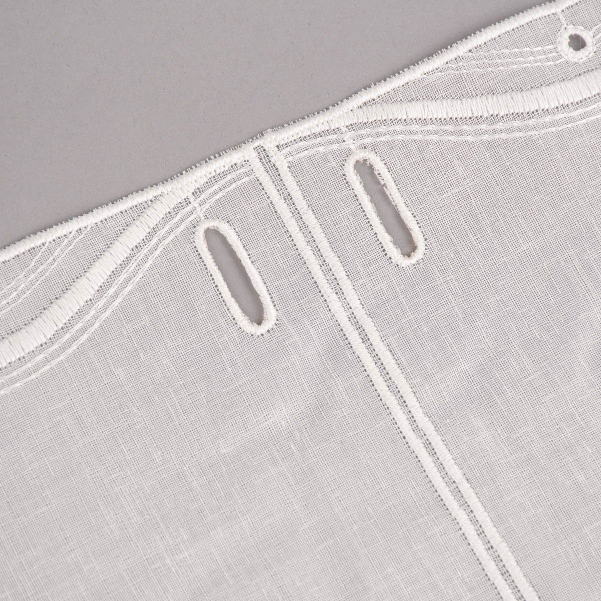 SCHÖNER LEBEN. Meterware Scheibengardine nähfrei Stickerei Leinenlook ecru 30cm, leicht perforiert, Stickerei/Stickstoff, bestickt, pflegeleicht