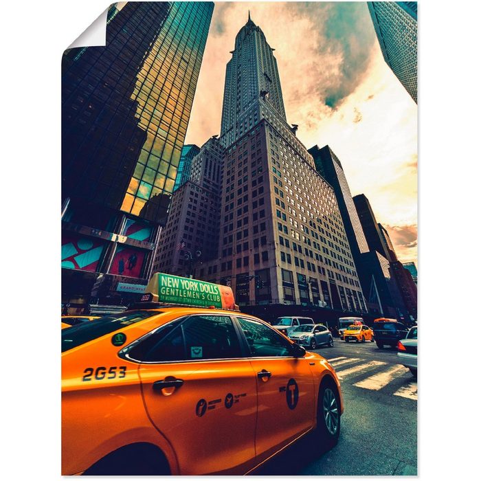 Artland Wandbild Taxi in New York Gebäude (1 St) als Leinwandbild Wandaufkleber oder Poster in versch. Größen