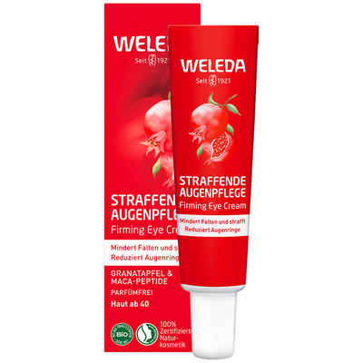 WELEDA Augencreme Straffende Augenpflege Granatapfel & Maca-Peptide, Mindert Falten und strafft - Reduziert Augenringe