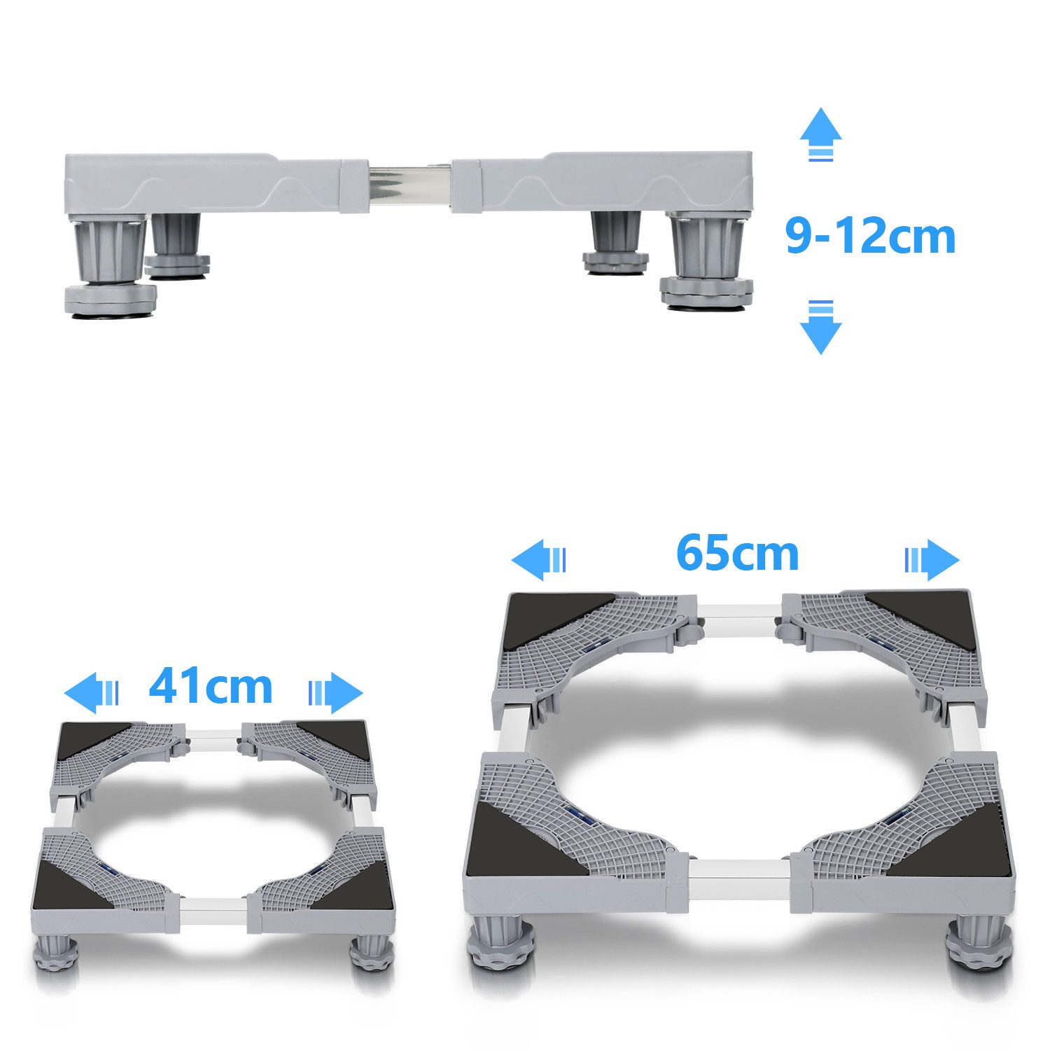 Clanmacy Waschmaschinenuntergestell Waschmaschine Sockel Verstellbare Untergestell für Trockner 41-66cm