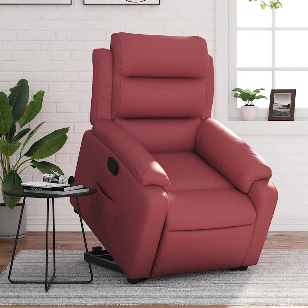 vidaXL Sessel Relaxsessel mit Aufstehhilfe Weinrot Kunstleder (1-St)