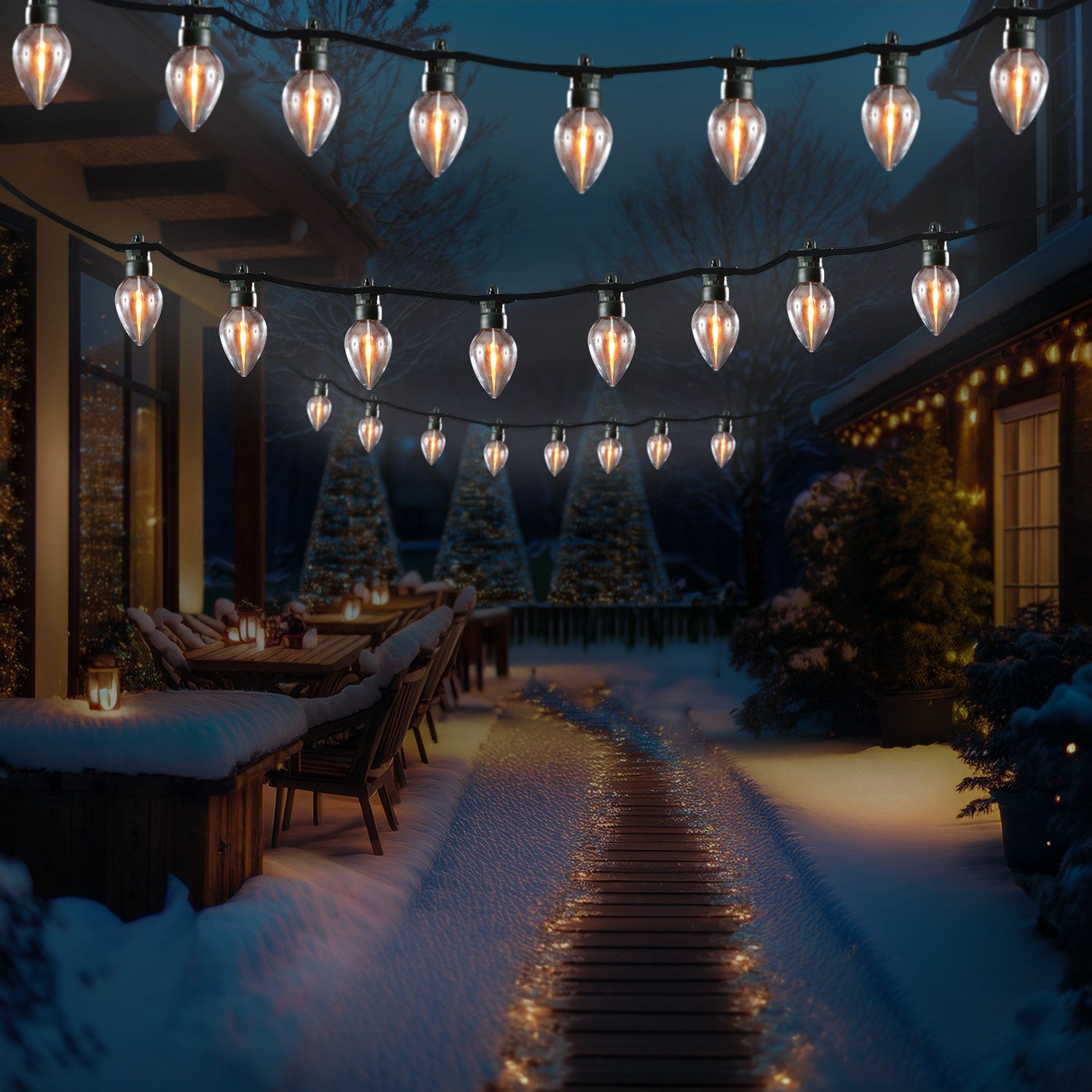 MARELIDA LED-Lichterkette flackernde Kerzenlampen Flammeneffekt 3,5m für Außen Halloween, 8-flammig