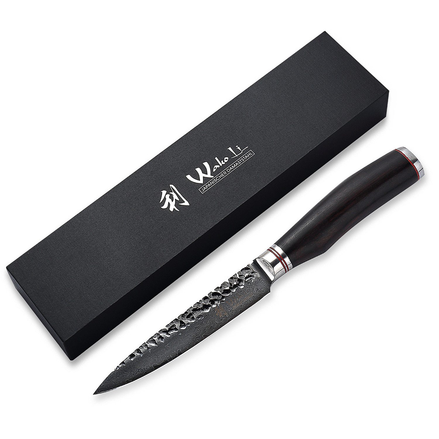 Wakoli Allzweckmesser EBO Damast Universal Küchenmesser Kochmesser 12 cm Klinge, aus 67 Lagen Damaststahl, VG10 Kern