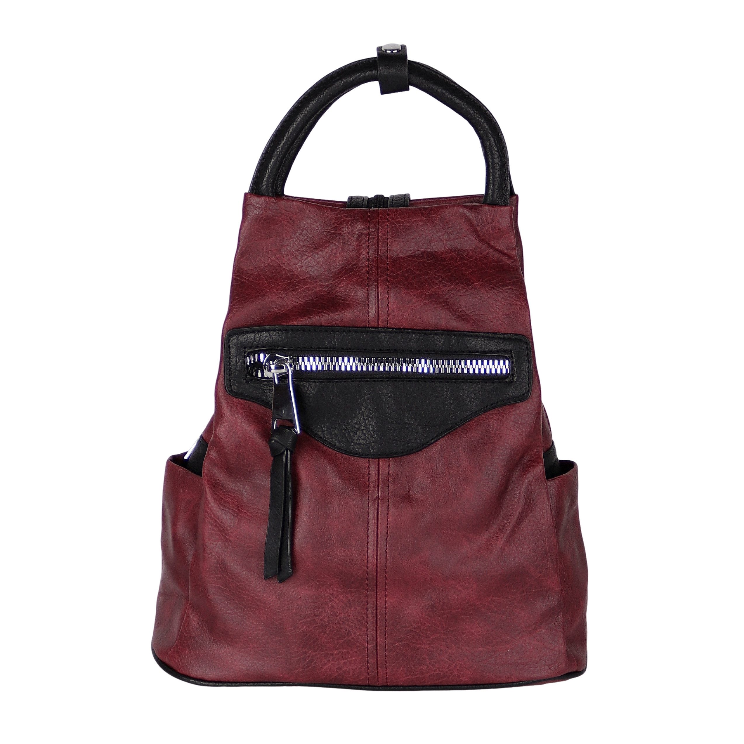 MIRROSI Tagesrucksack Damen Rucksack aus Kunstleder, Cityrucksack mit Tragegriff (ca.28x31x12cm), Reißverschlussfächern & verstellbaren Schultergurten