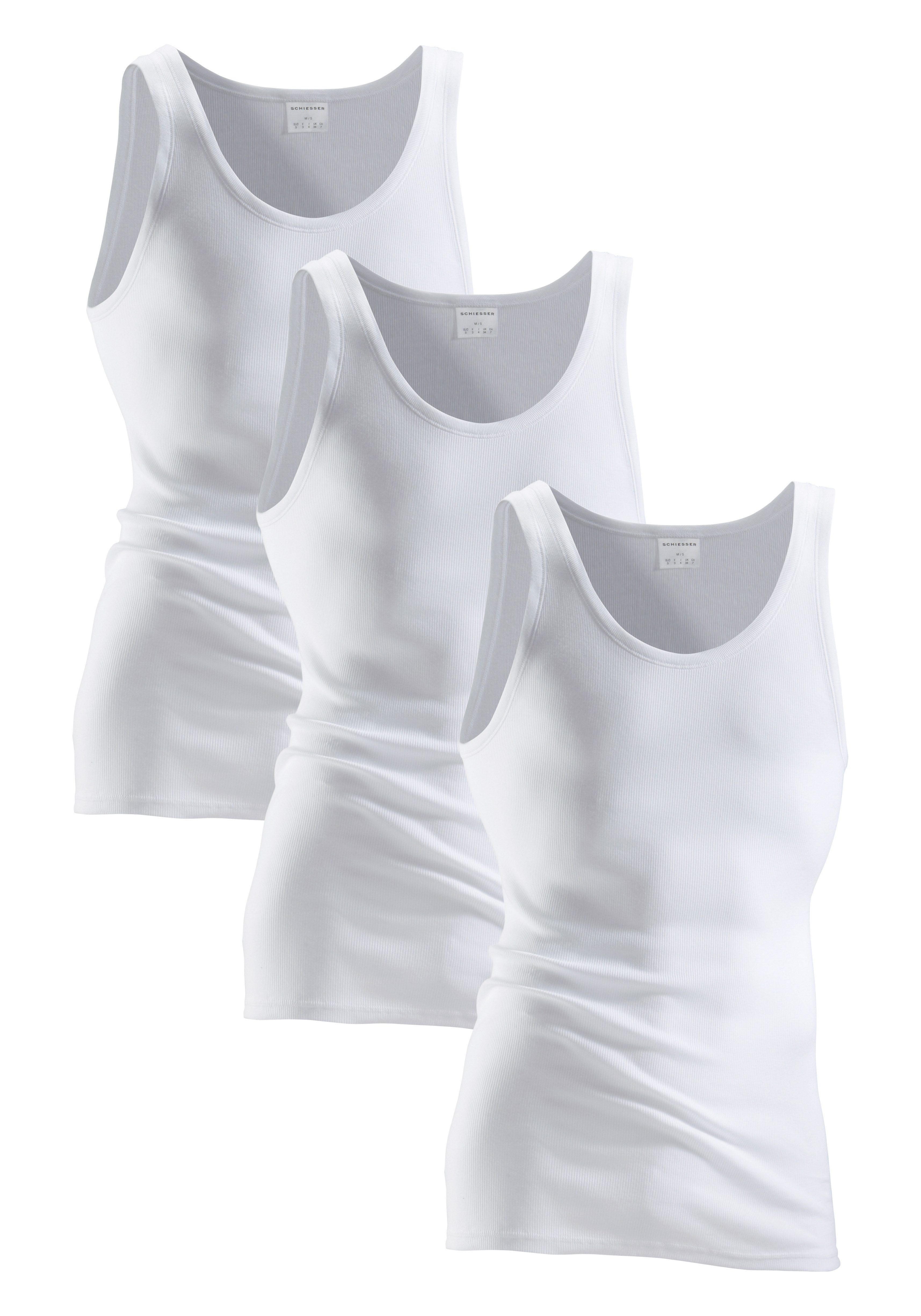 Markenlabel (3er-Pack) mit Schiesser Weiß Unterhemd