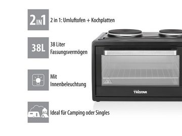 Tristar Minibackofen, Kleiner 38L Tisch-Backofen autark Mini Oven Pizzabackofen, Campingofen