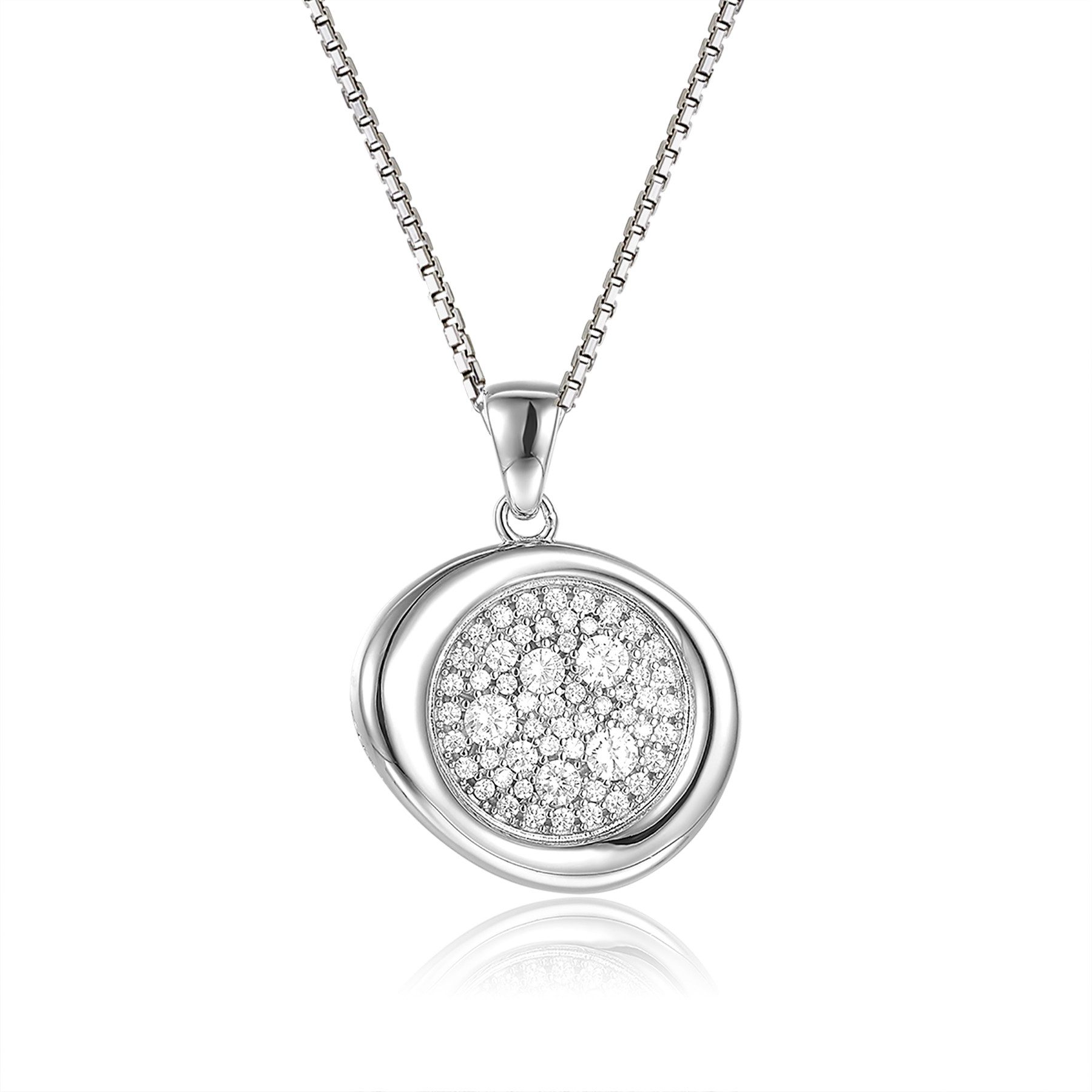 Schöner-SD Kette mit Anhänger 925 Silberanhänger massive Qualität mit Zirkonia vorn und seitlich, anlaufgeschützter Silberschmuck
