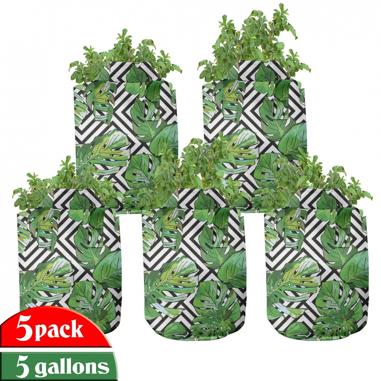 Abakuhaus Pflanzkübel hochleistungsfähig Stofftöpfe Baum für Griffen Makro-Palme-Blätter Pflanzen, mit