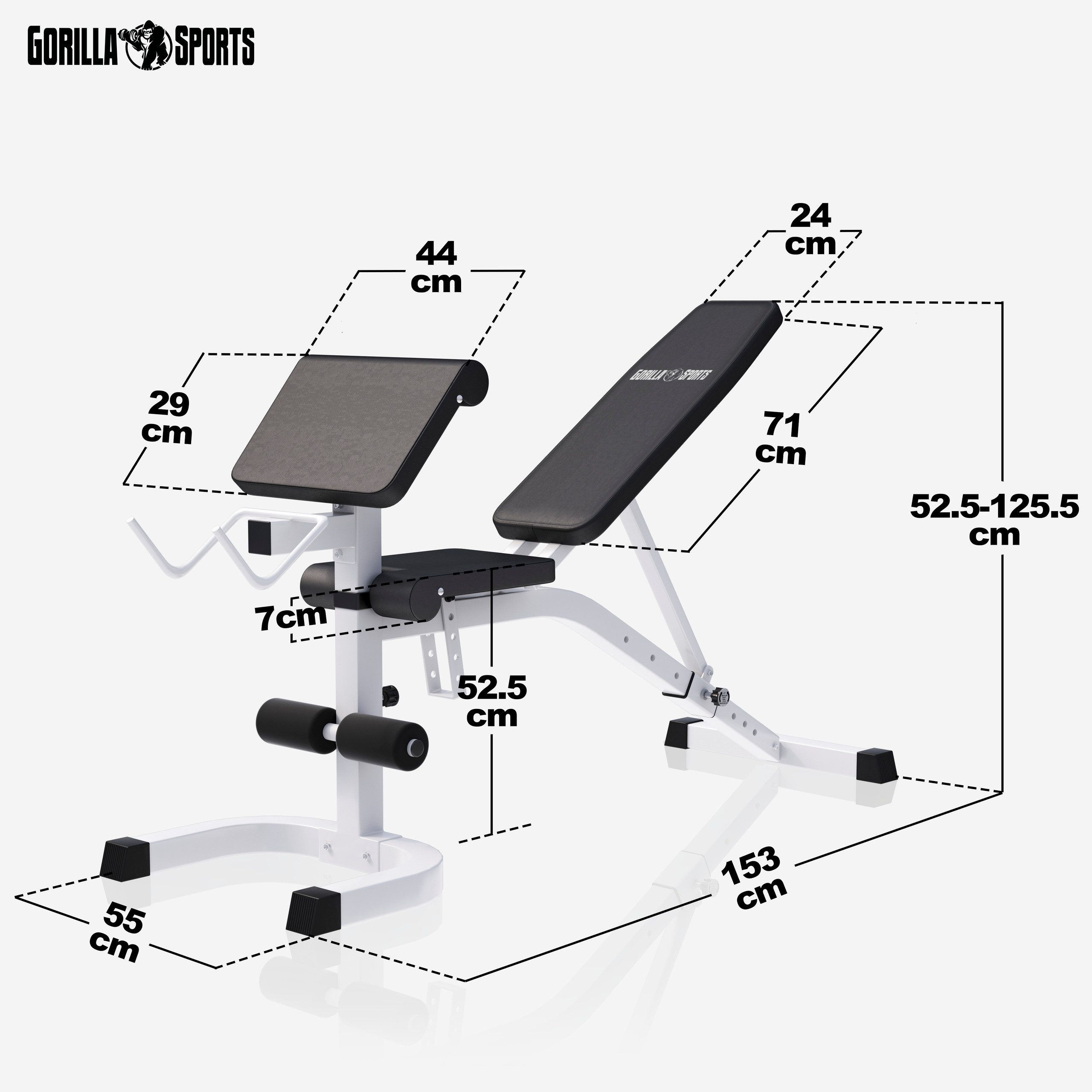 GORILLA SPORTS Hantelbank 100kg Gewichten, Verstellbar - Kraftstation, Hantelset, Trainingsbank, (1-tlg)