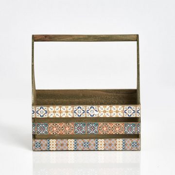 Zeller Present Aufbewahrungskorb Deko-Kiste m. Griff "Mosaik, Holz, 31 x 19 x 32 cm