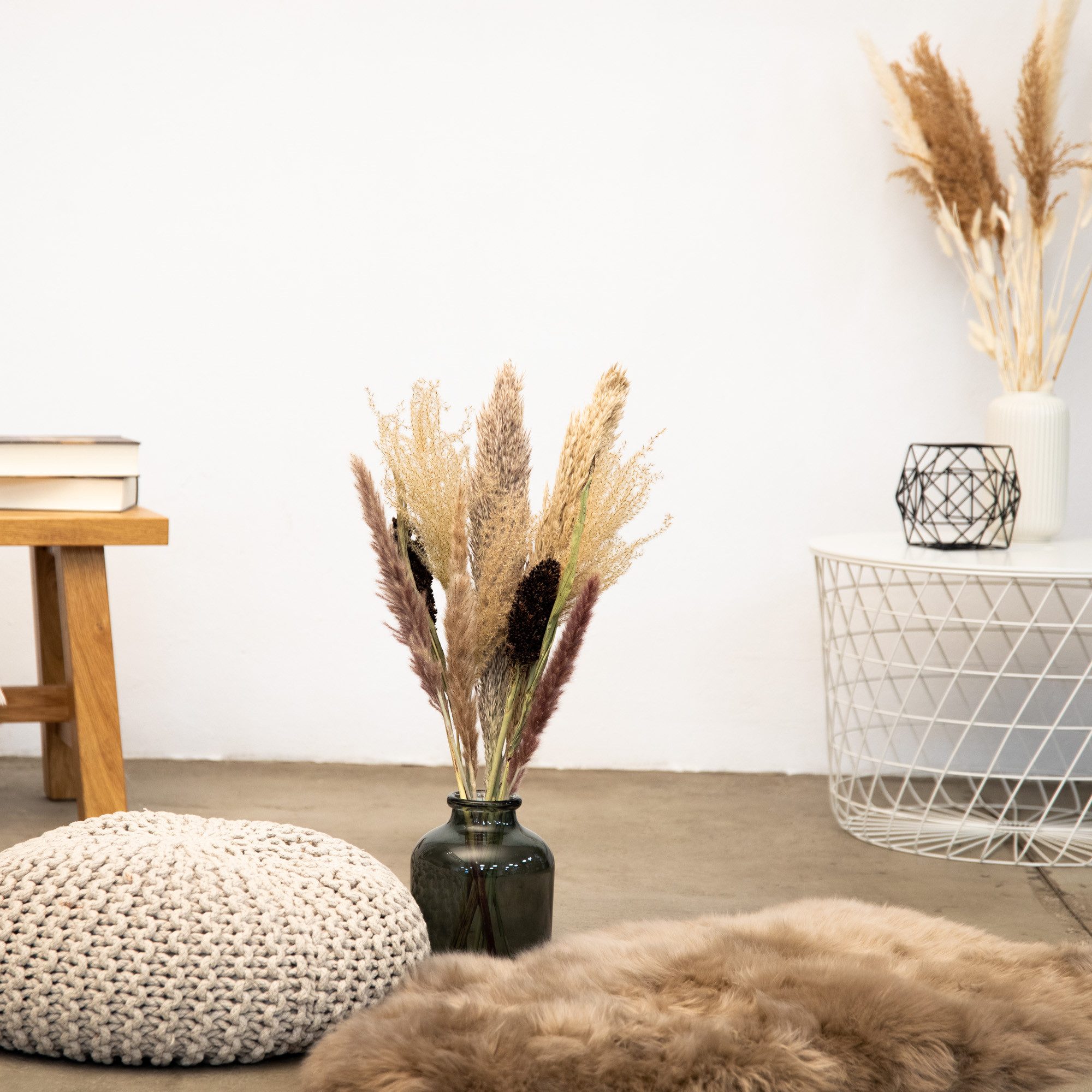 Trockenblume Pampasgras Strauß, getrocknet, ca. 75cm lang, Trockenblumenstrauß Pampasgras, coco+cozy, Höhe 75 cm