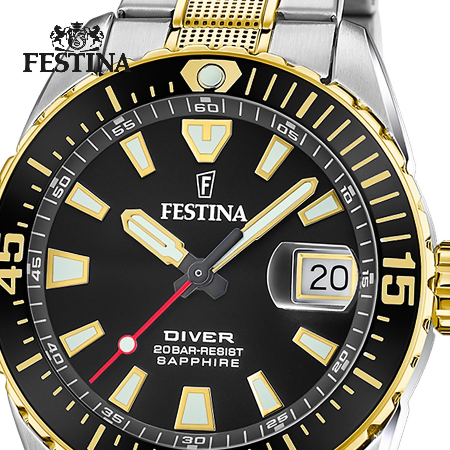 Festina Quarzuhr Festina Herrenuhr The Originals, (Analoguhr), Herren Armbanduhr rund, Edelstahlarmband silber, gold, Casual