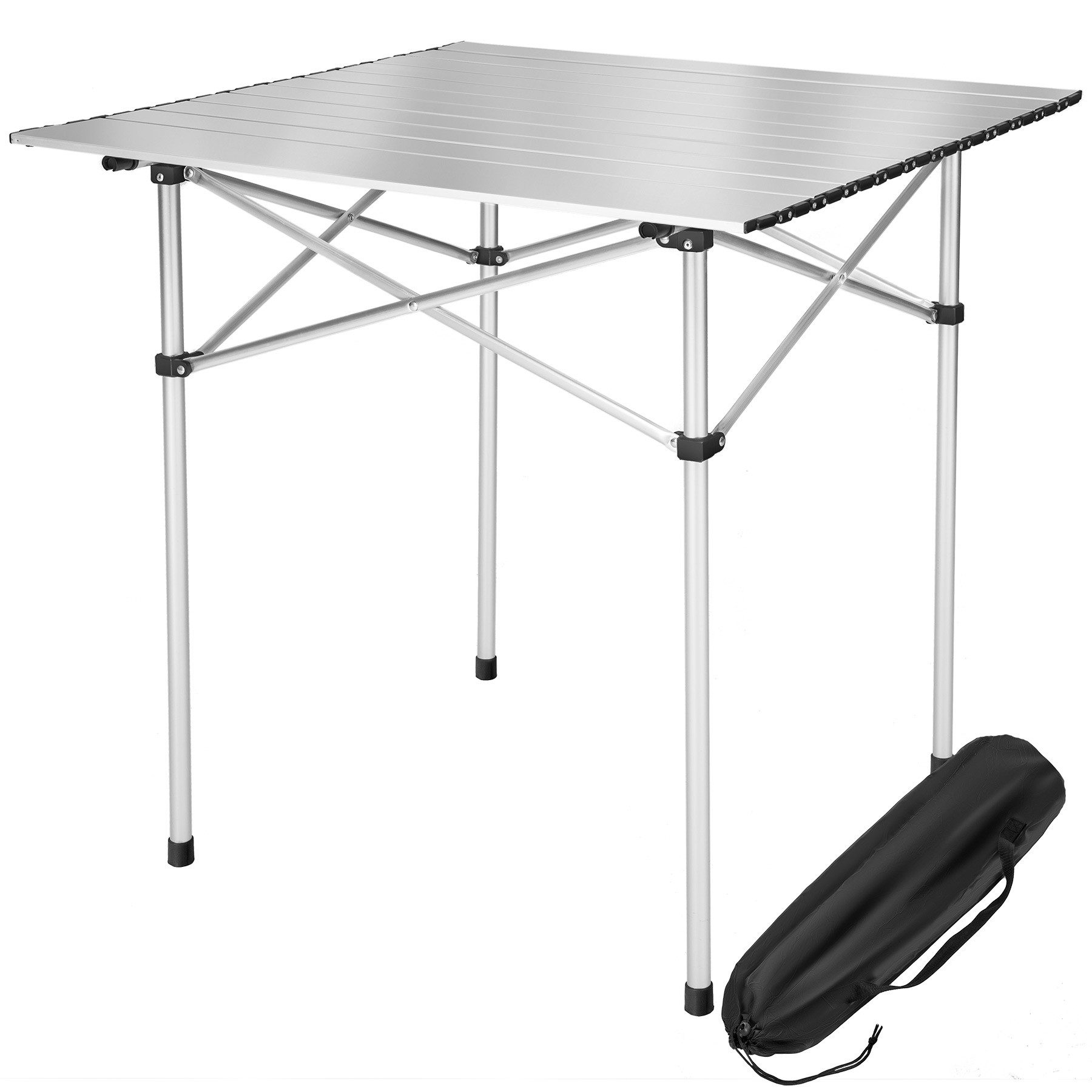 tectake Campingtisch Aluminium-Camping-Klapptisch, 70 x 70 x 70 cm, lässt sich klappen (Outdoor-Tisch, 1-St., in grau), Wetterbeständig, bodenschonende Kunststoffkappen, mit Tragetasche