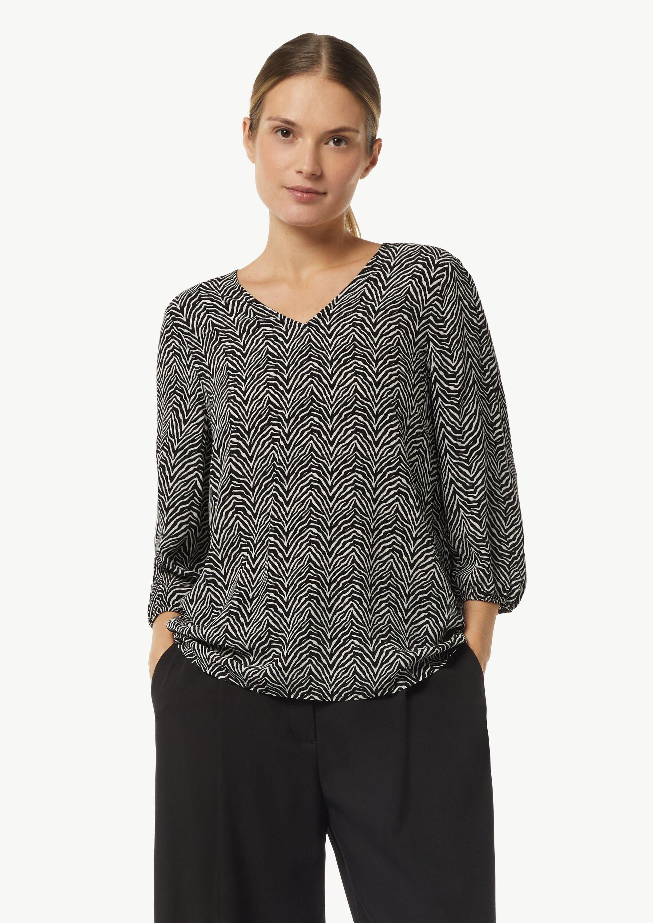 comma Kurzarmbluse Bluse Crêpe-Bluse mit kurzen Ballonärmeln