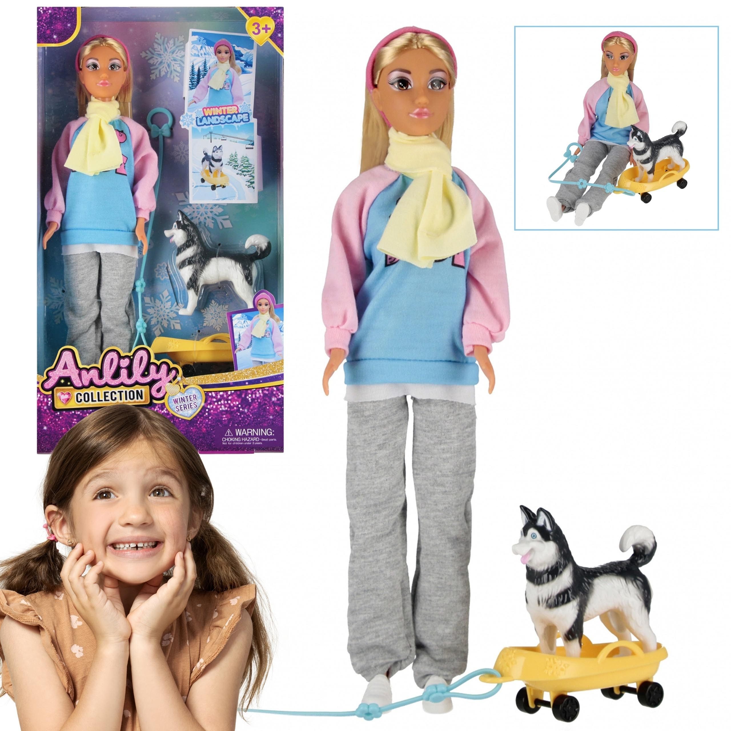 Sarcia.eu Anziehpuppe Puppe mit Winter-Zubehör 29 cm 3+ MEGA CREATIVE