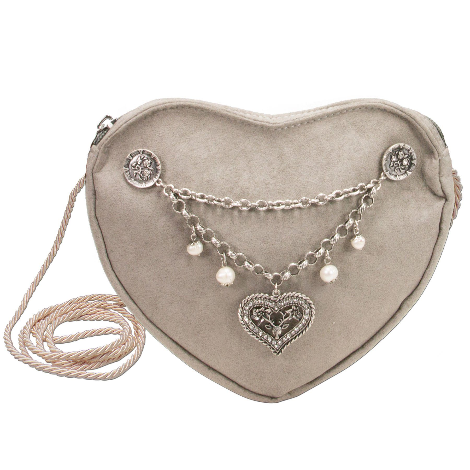 Schultertasche Herztasche Charivari Strass-Herz (taupe-grau)