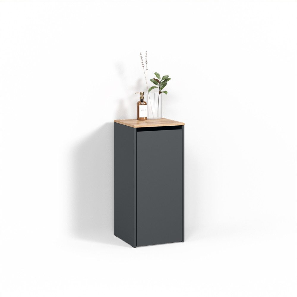 Livinity® Wäscheschrank Paolina, Anthrazit/Goldkraft Eiche, 40.2 x 88.2 cm mit Wäschkorb (1-St)