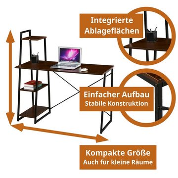 SVITA Schreibtisch COMBO1 (1-St., 1 Tisch mit Regal), Nussbaum-Optik, Arbeitstisch, Metallgestell, Dunkelbraun