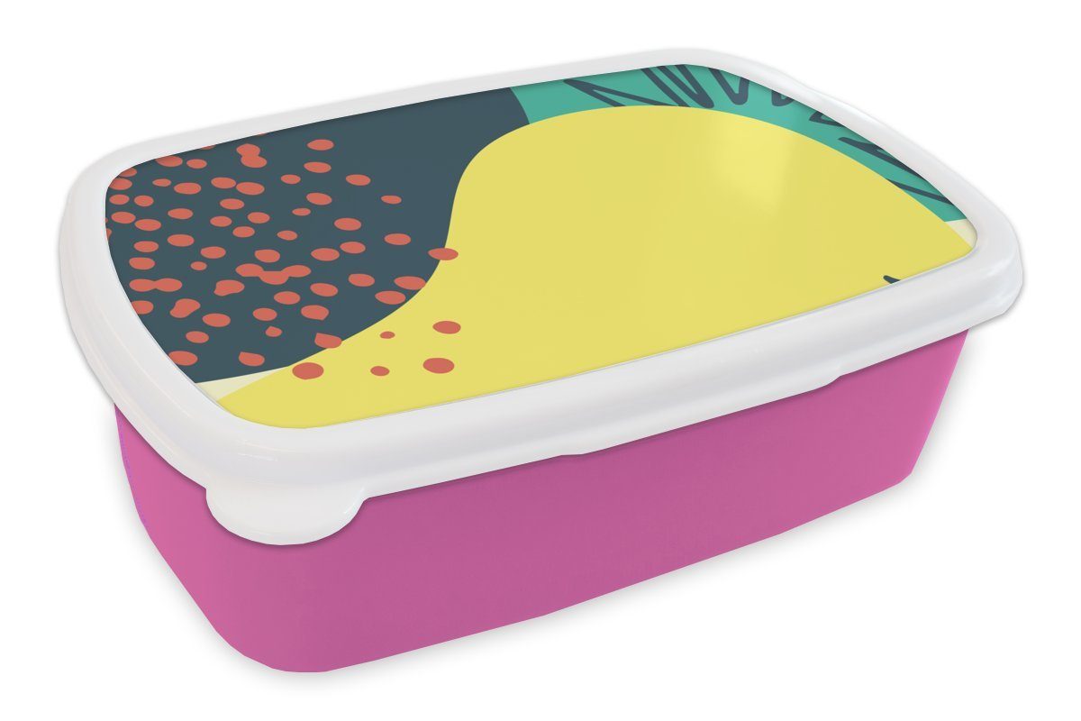 MuchoWow Lunchbox Sommer - Spot - Punkte, Kunststoff, (2-tlg), Brotbox für Erwachsene, Brotdose Kinder, Snackbox, Mädchen, Kunststoff rosa