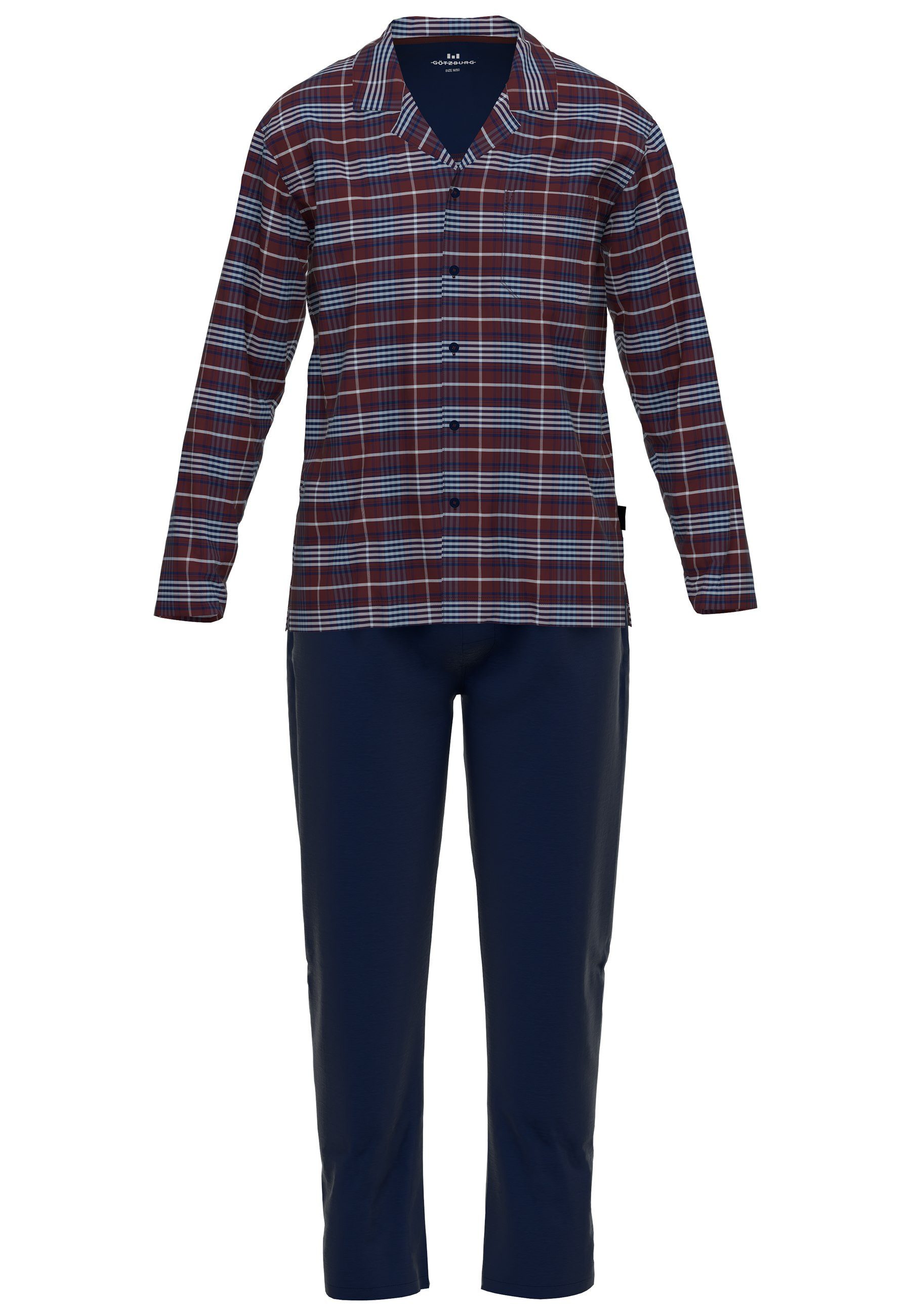 GÖTZBURG Pyjama Zartbitter (2 tlg) Langarm, lange Hose, V-Ausschnitt, wärme günstig online kaufen