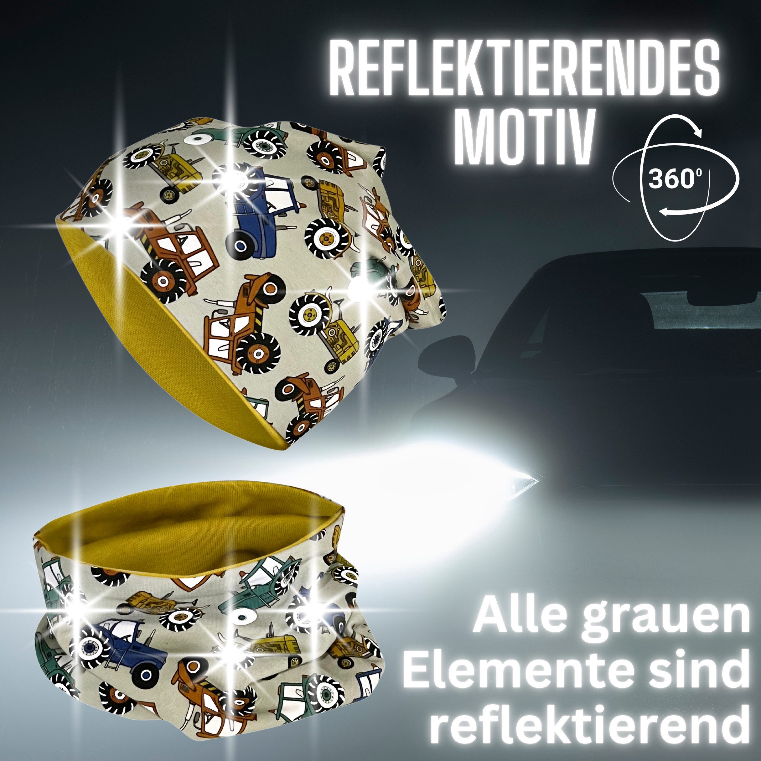 HECKBO Beanie 360° Reflektor Kinder Beanie Mütze & Loop Schal Set – Bild 2 von 5