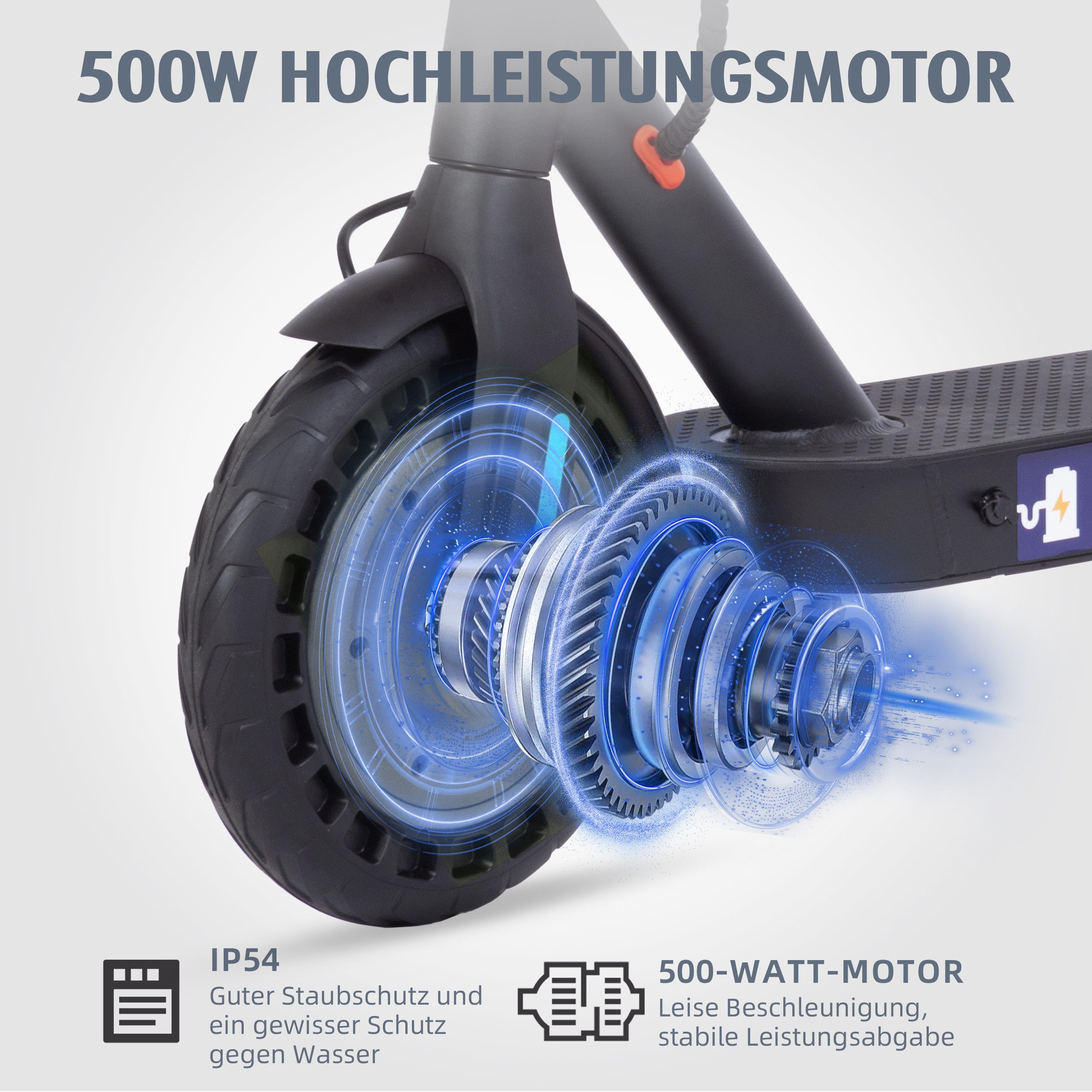 ZWHEEL E-Scooter mit Straßenzulassung 130kg, 10'' klappbarer E-Roller, 35-45km, 500 W, 20 km/h, (mit Schutzblechen, mit Tasche, APP, 10'' pannensicherer Vollgummireifen), Elektroroller, klappbar, Stoßdämpfung, Doppels Bremssystem