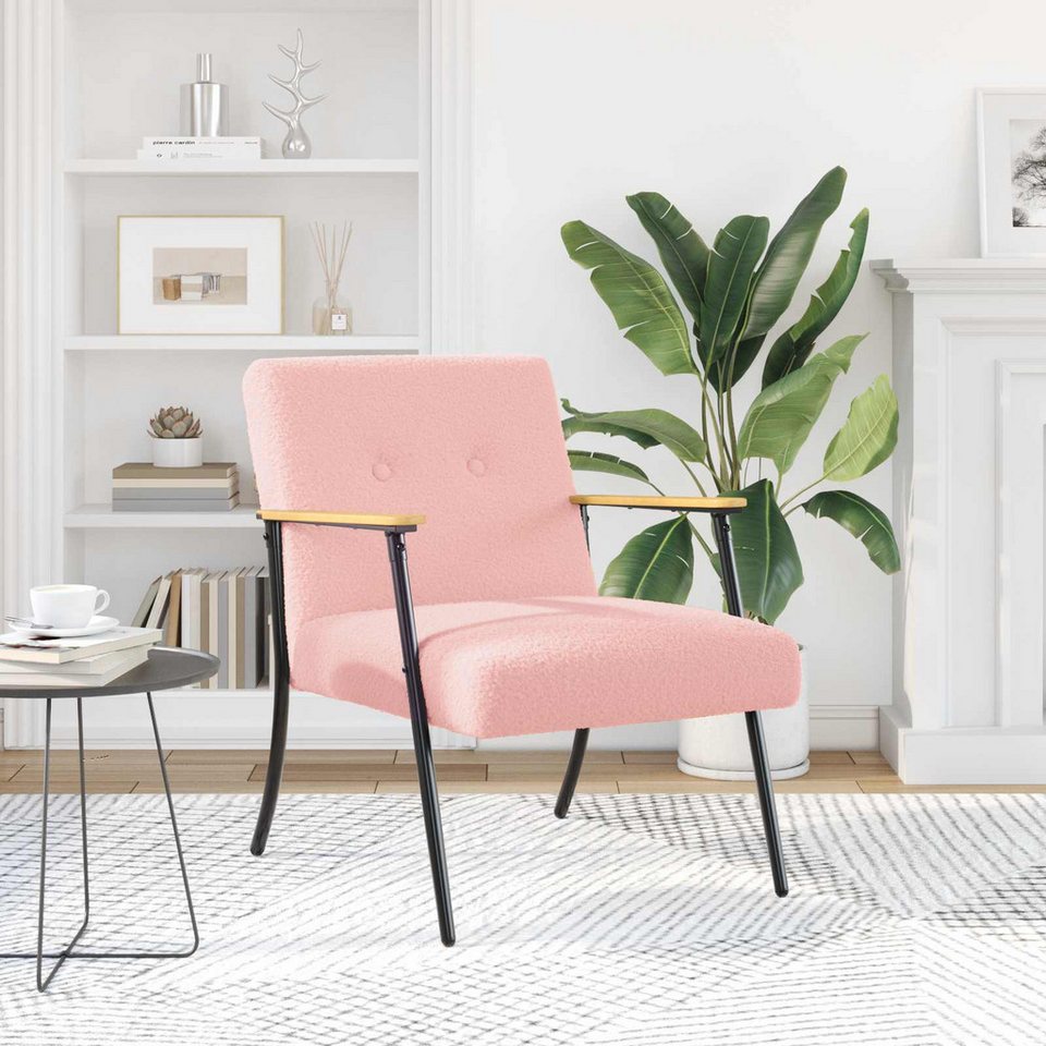 vidaXL Sessel Sessel Rosa Lockiger wollähnlicher Stoff (1-St)