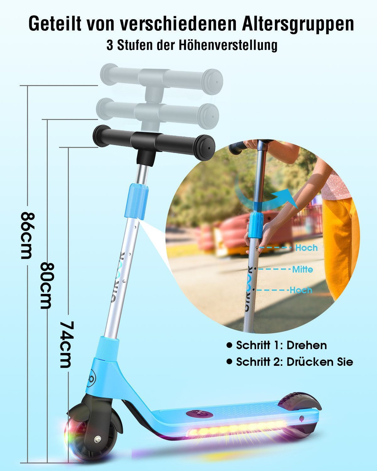 Gyroor Elektro-Kinderroller H30 mit LED-Leuchten und günstig online kaufen