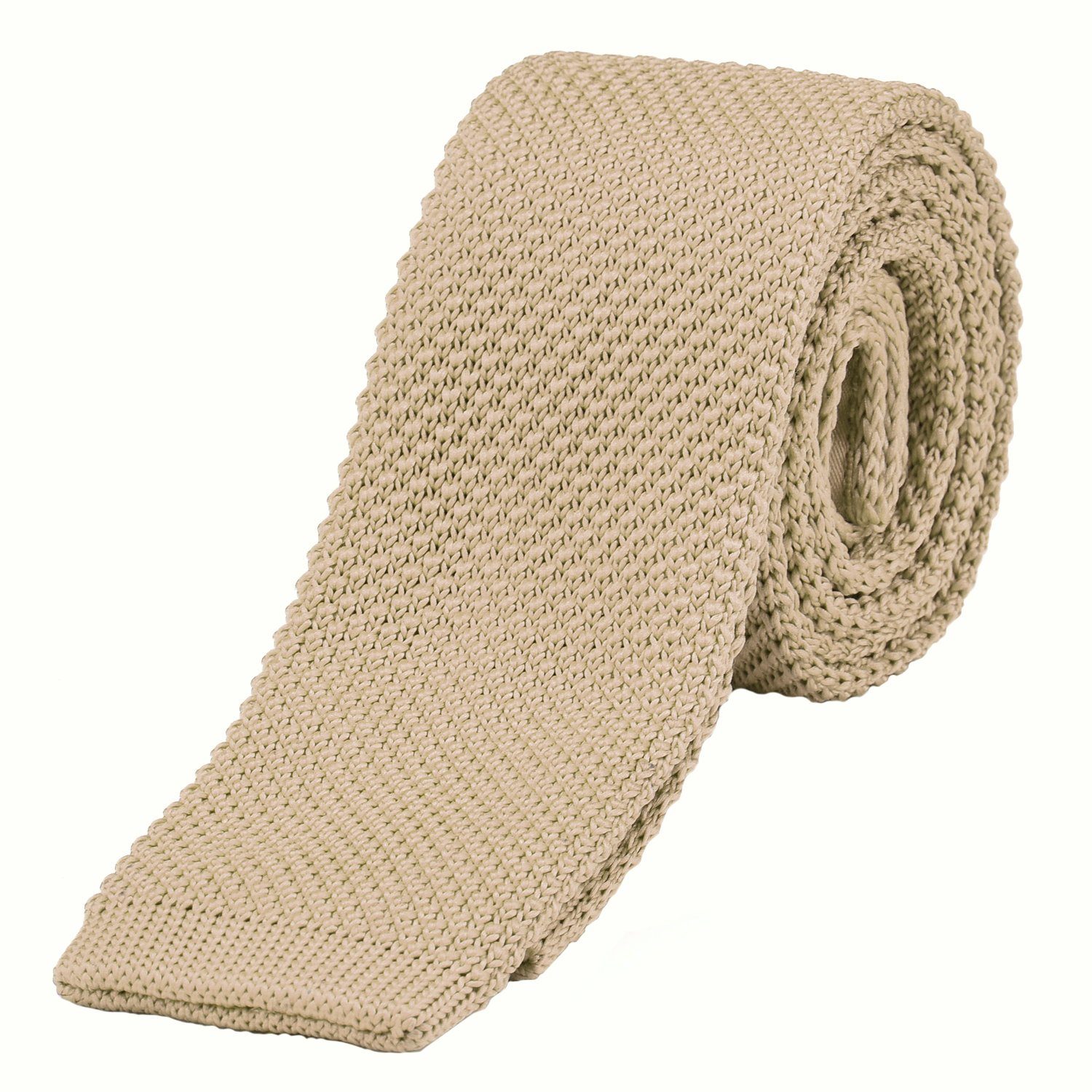 DonDon Krawatte schmale Krawatte 5 cm Wollkrawatte (Packung, 1-St) Strickkrawatte, Retro-Look, für Büro oder festliche Veranstaltungen beige