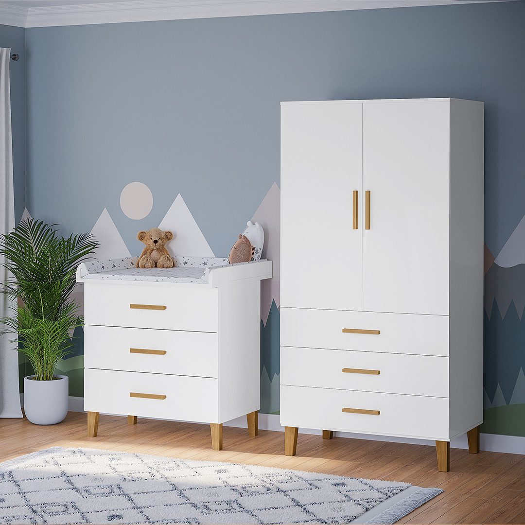 Bellabino Babymöbel-Set Liri, (Weiß/Natur, 2-tlg., Wickelkommode günstig online kaufen