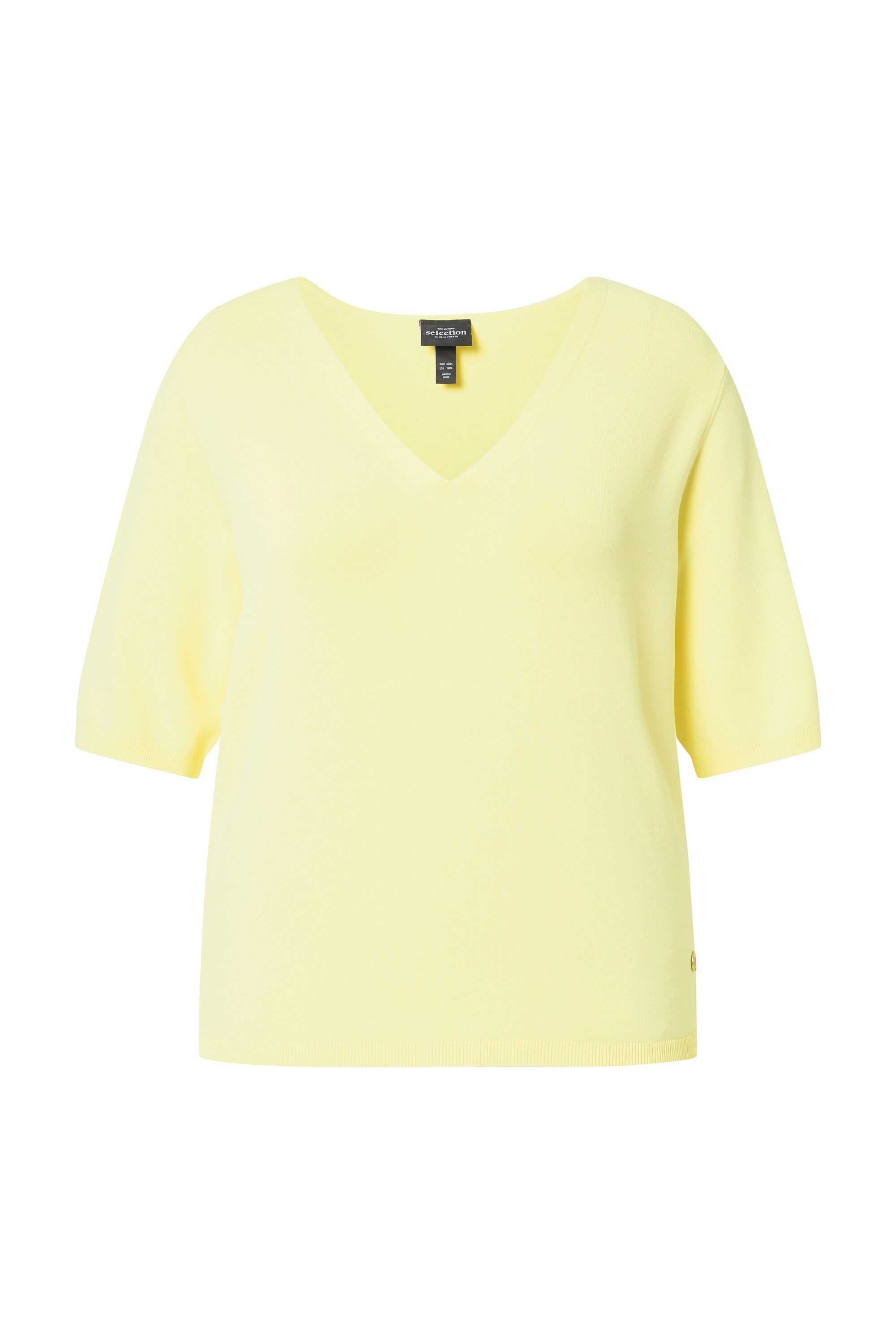 Ulla Popken Strickpullover Pullover elastischer Saum V-Ausschnitt Halbarm