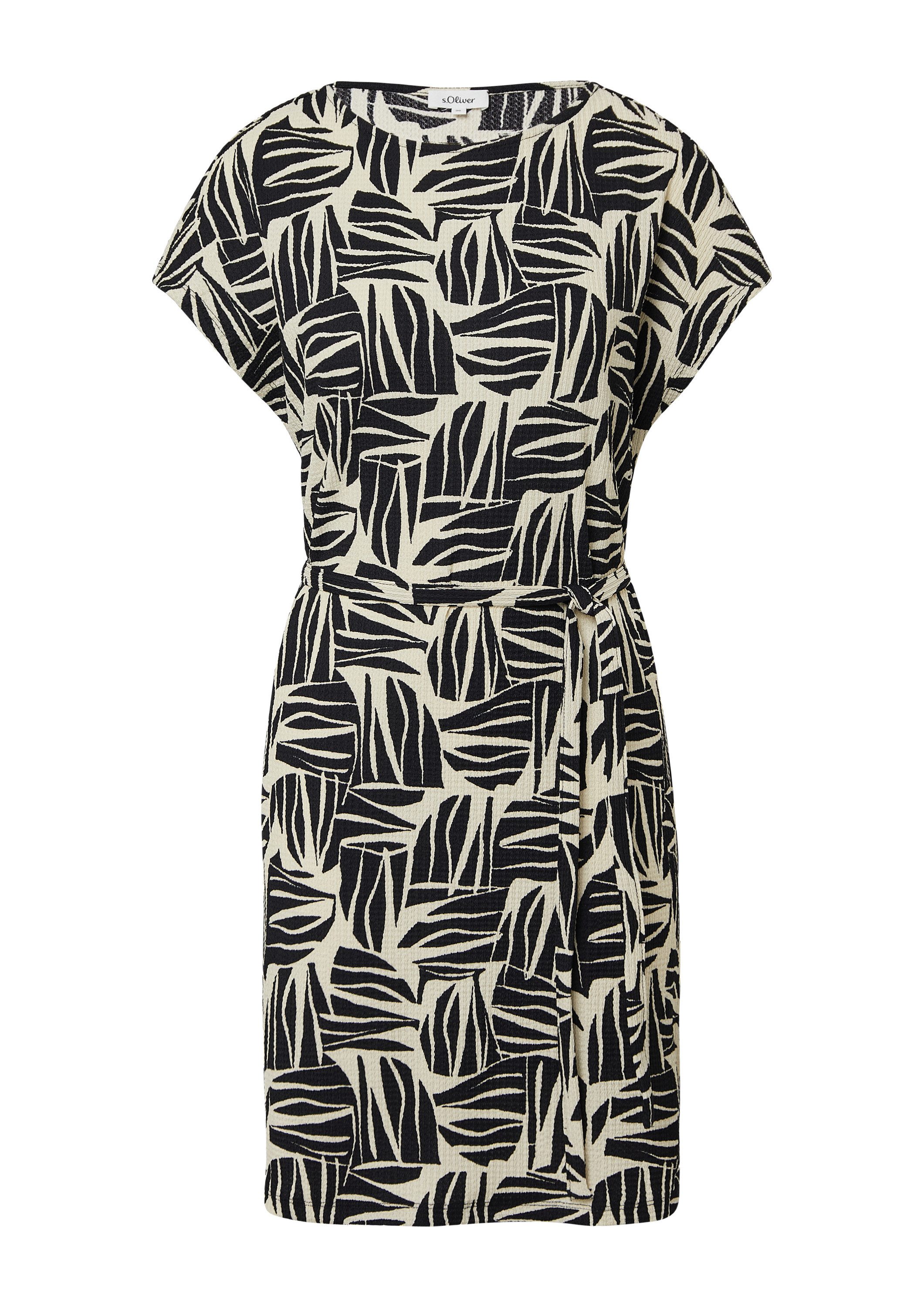 s.Oliver Minikleid Kleid Strukturiertes Jerseykleid im Relaxed Fit mit Bind günstig online kaufen