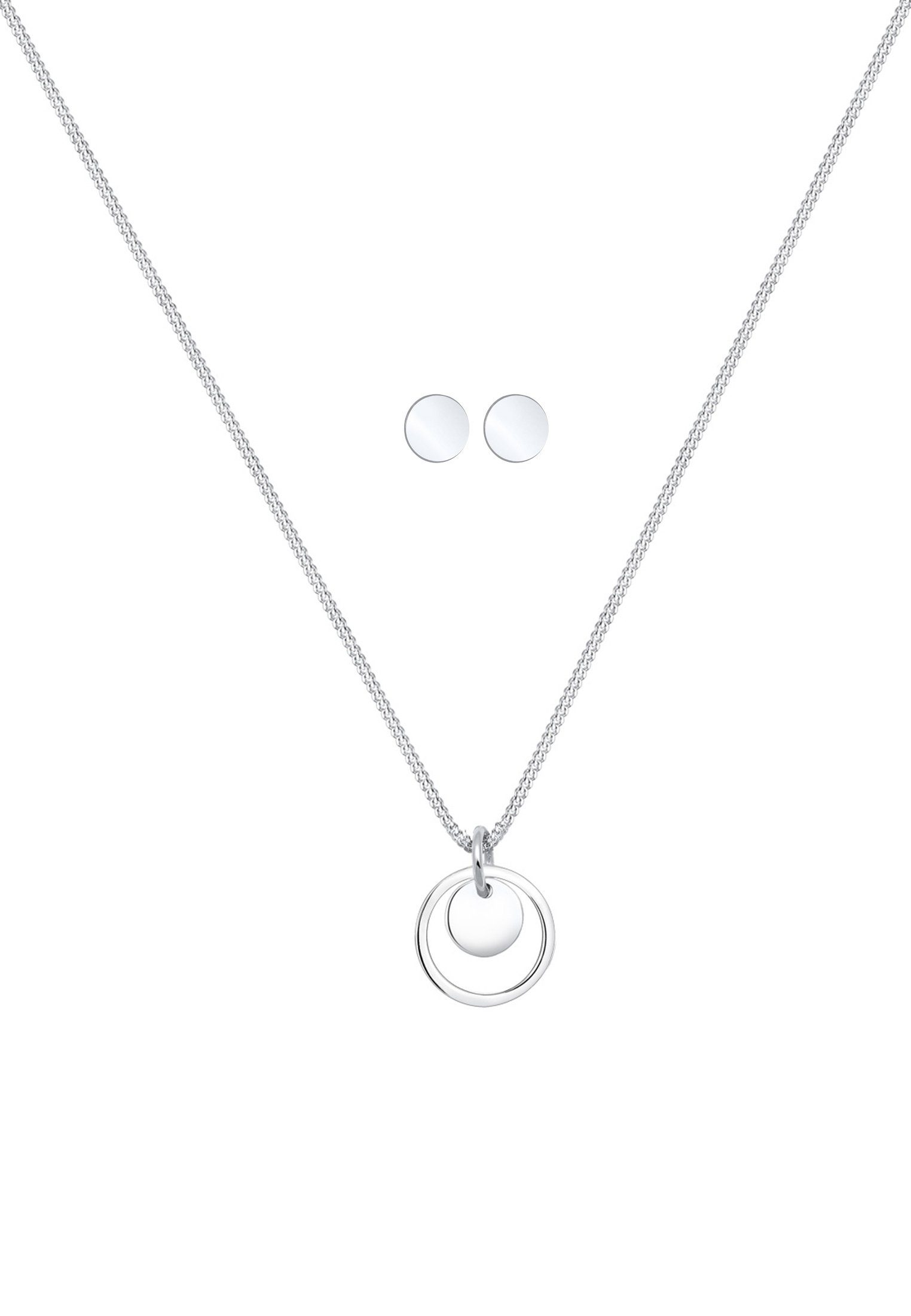 Elli Schmuckset Rund Plättchen Kette Ohrstecker 925 Silber günstig online kaufen