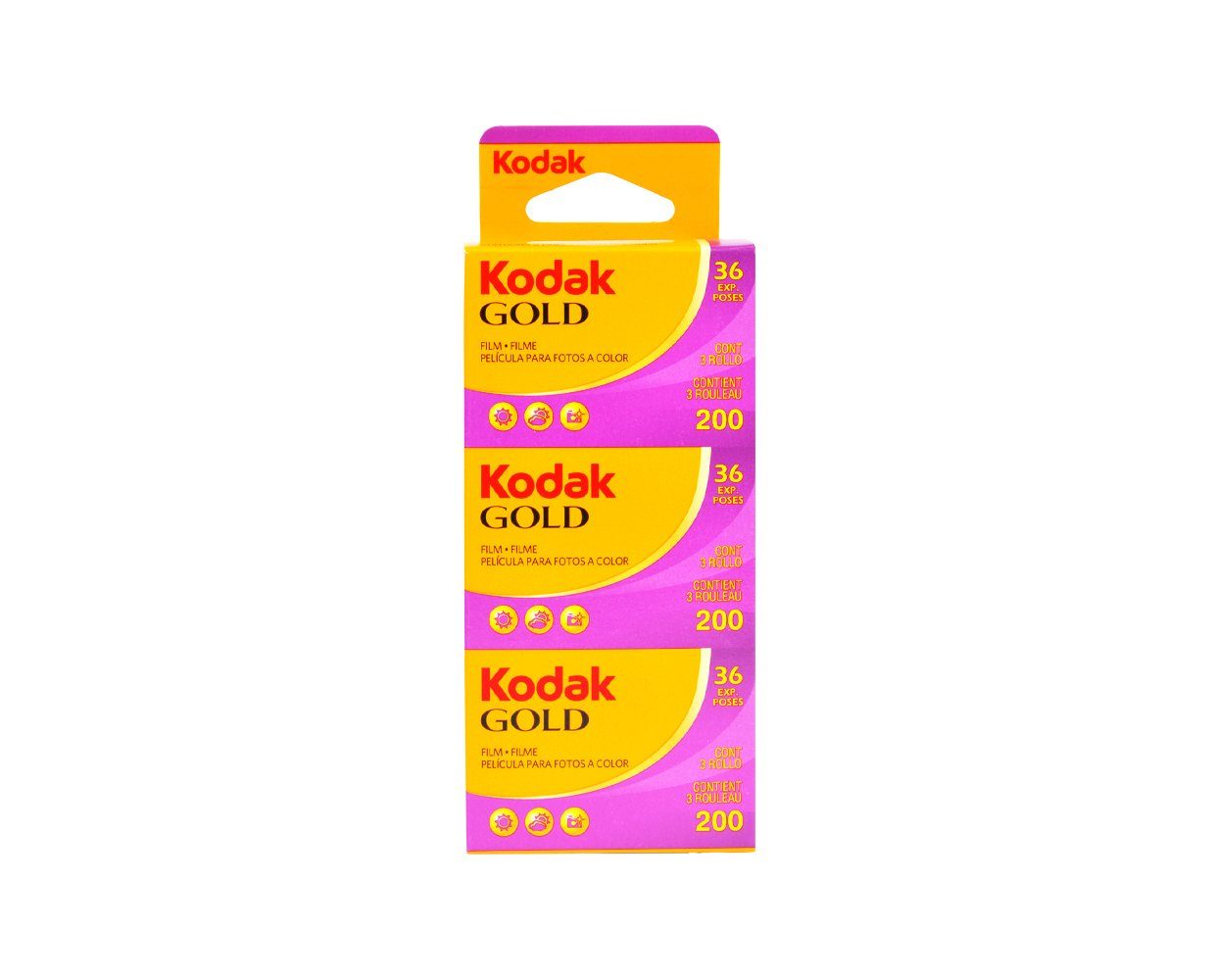 Kodak Kamerazubehör-Set Gold 200 135/36 3er Pack Film, Vertikalverpackung, (Spar-Set, 1 tlg), ISO 200, feine Körnung, hohe Schärfe und Detailgenauigkeit