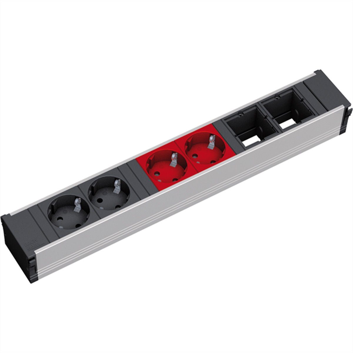Bachmann CONI 2xCEE7/3 2xCEE7/3 rt Einbau-Tischsteckdosenleiste (Kabellänge 0.2 m), Schutzkontakt 2xschwarz+2xrot, 912.025