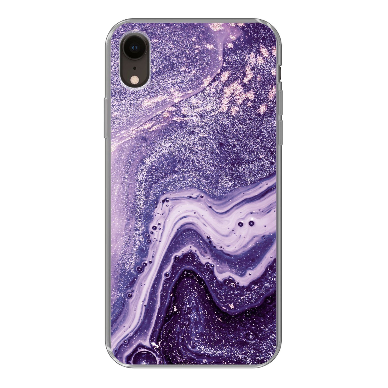 MuchoWow Handyhülle für Apple iPhone XR Naturstein - Glitzer - Luxus, Smartphone-Bumper, Print, Handy Schutzhülle Dünn