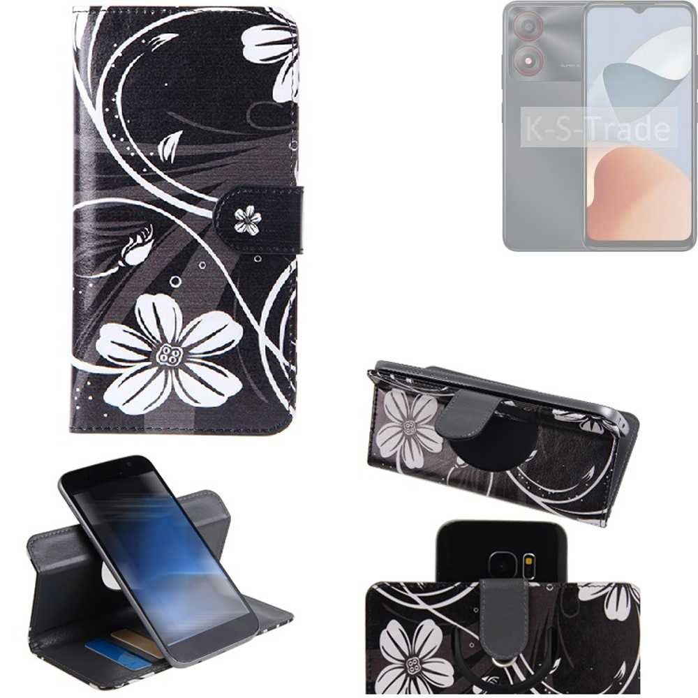 K-S-Trade Handyhülle für ZTE Blade A34, Schutzhülle Handyhülle Hülle 360° Wallet Case “Flowers“