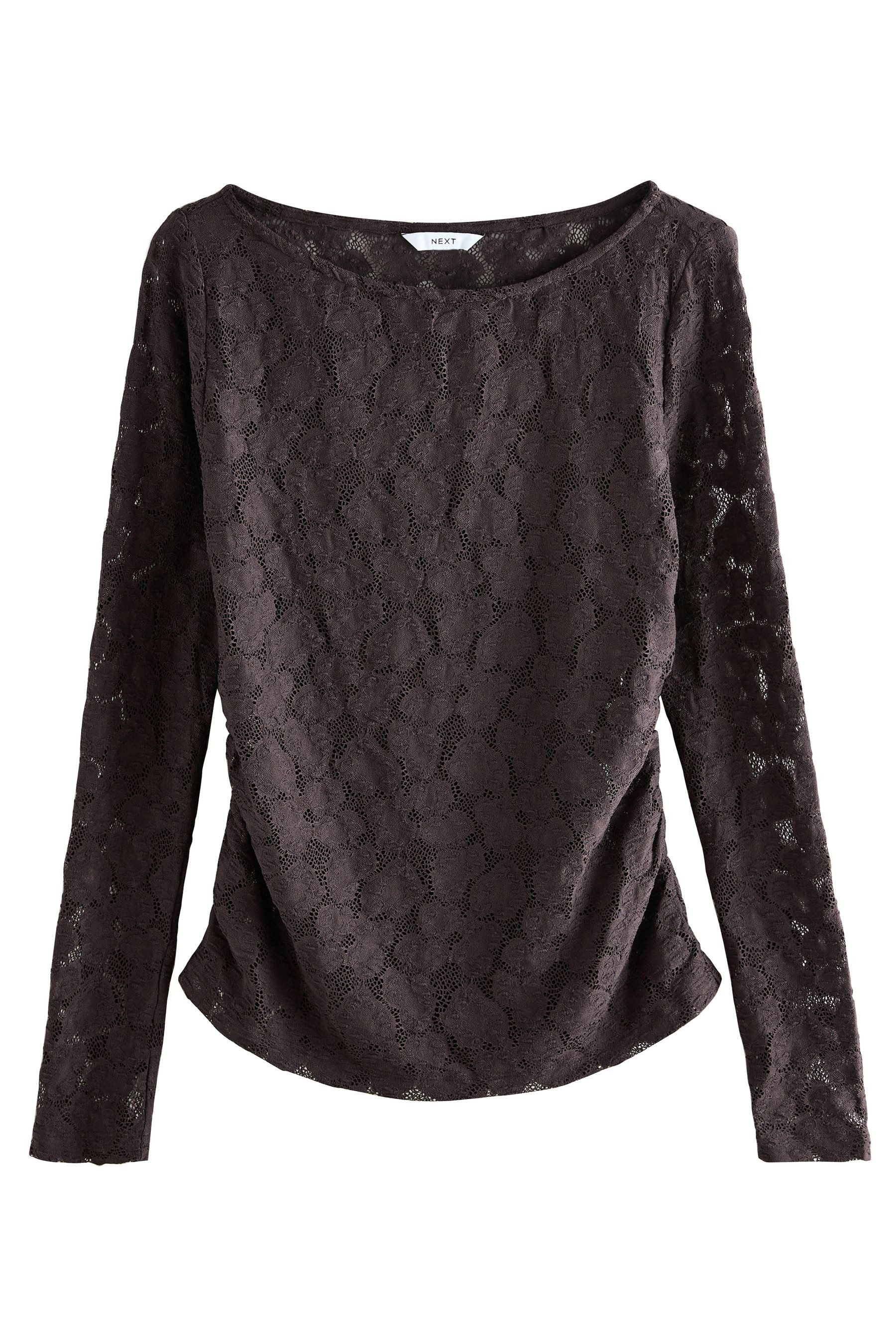 Next Langarmbluse Langarmoberteil mit U-Boot-Ausschnitt und Spitze (1-tlg) günstig online kaufen